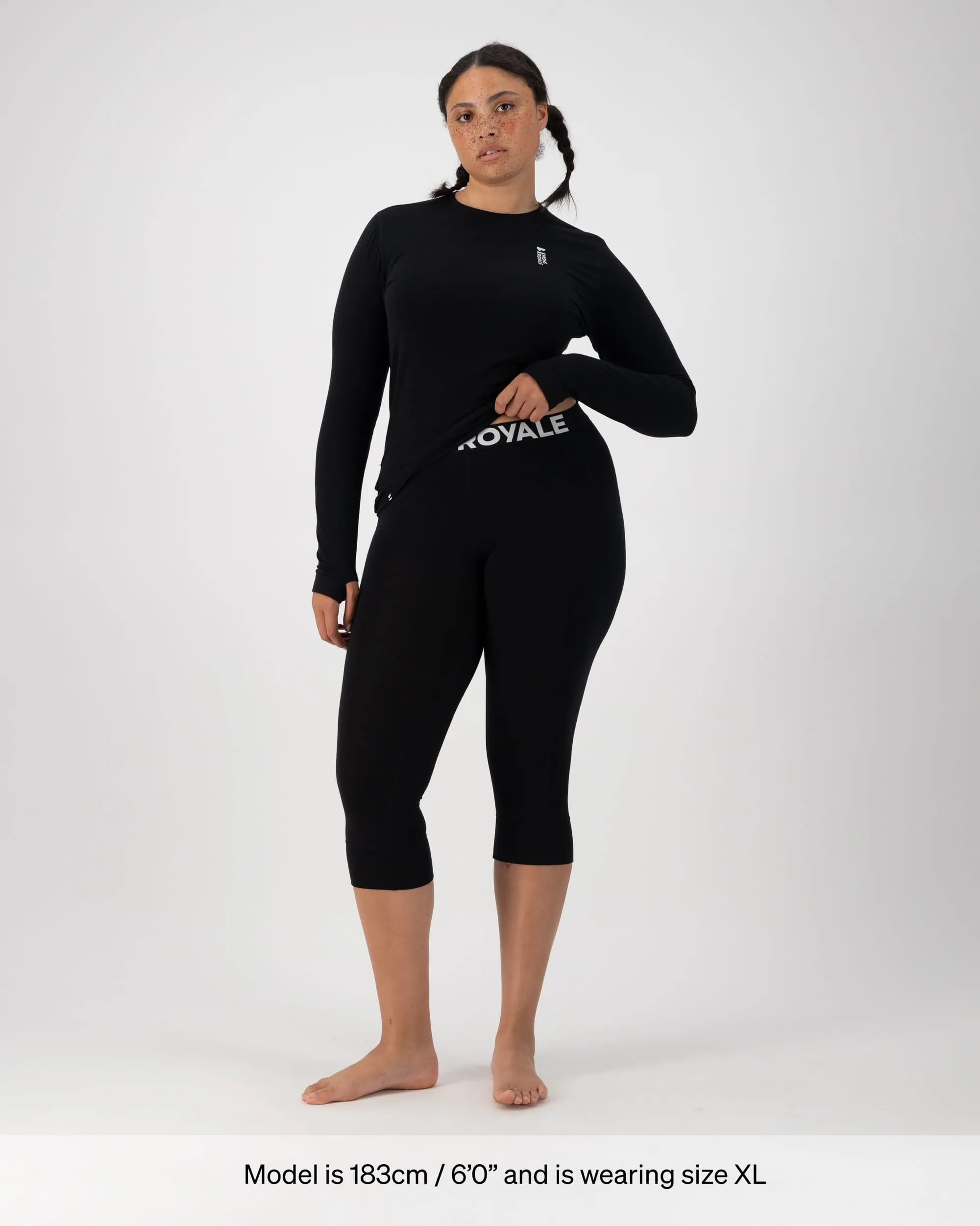 Cascade Merino Base Layer 3/4 Legging - Black