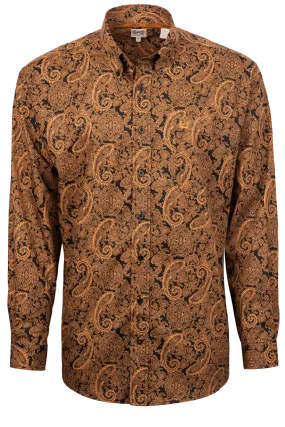 Cinch Button-Front Shirt - Black Paisley