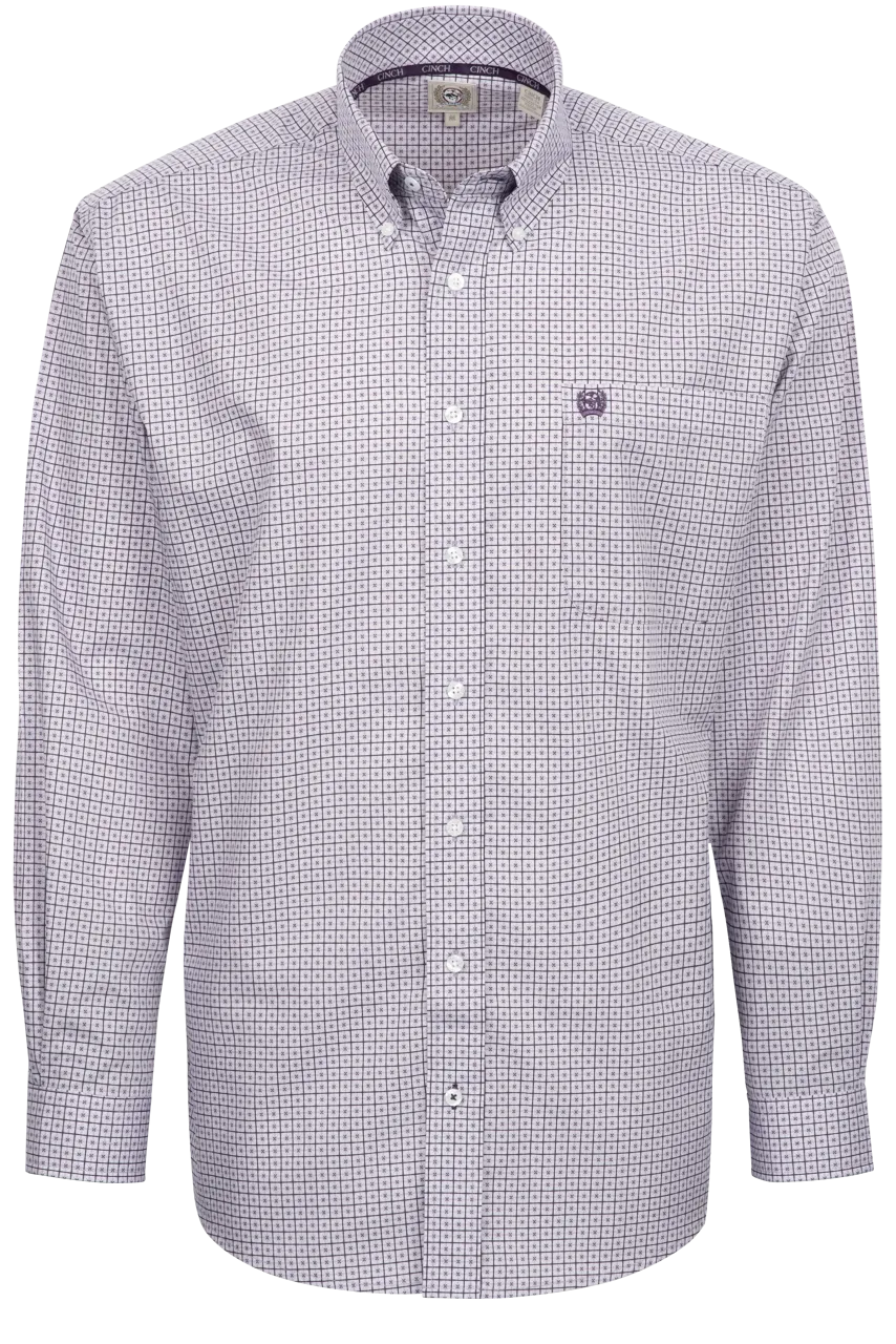 Cinch Button-Front Shirt - Purple Foulard