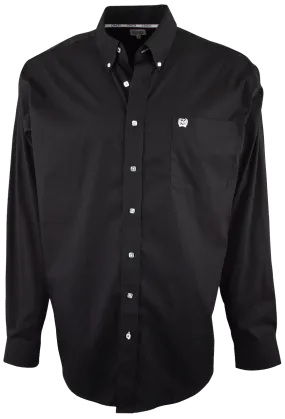 Cinch Button-Front Shirt - Solid Black