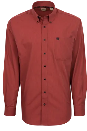 Cinch Micro Striped Button-Front Shirt - Coral