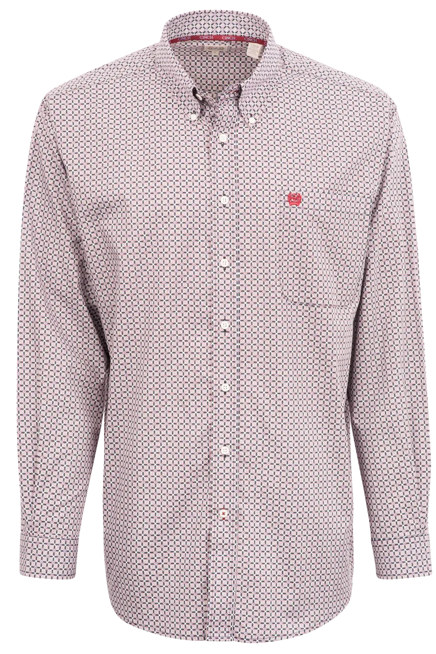 Cinch Mini Block Button-Front Shirt - Red