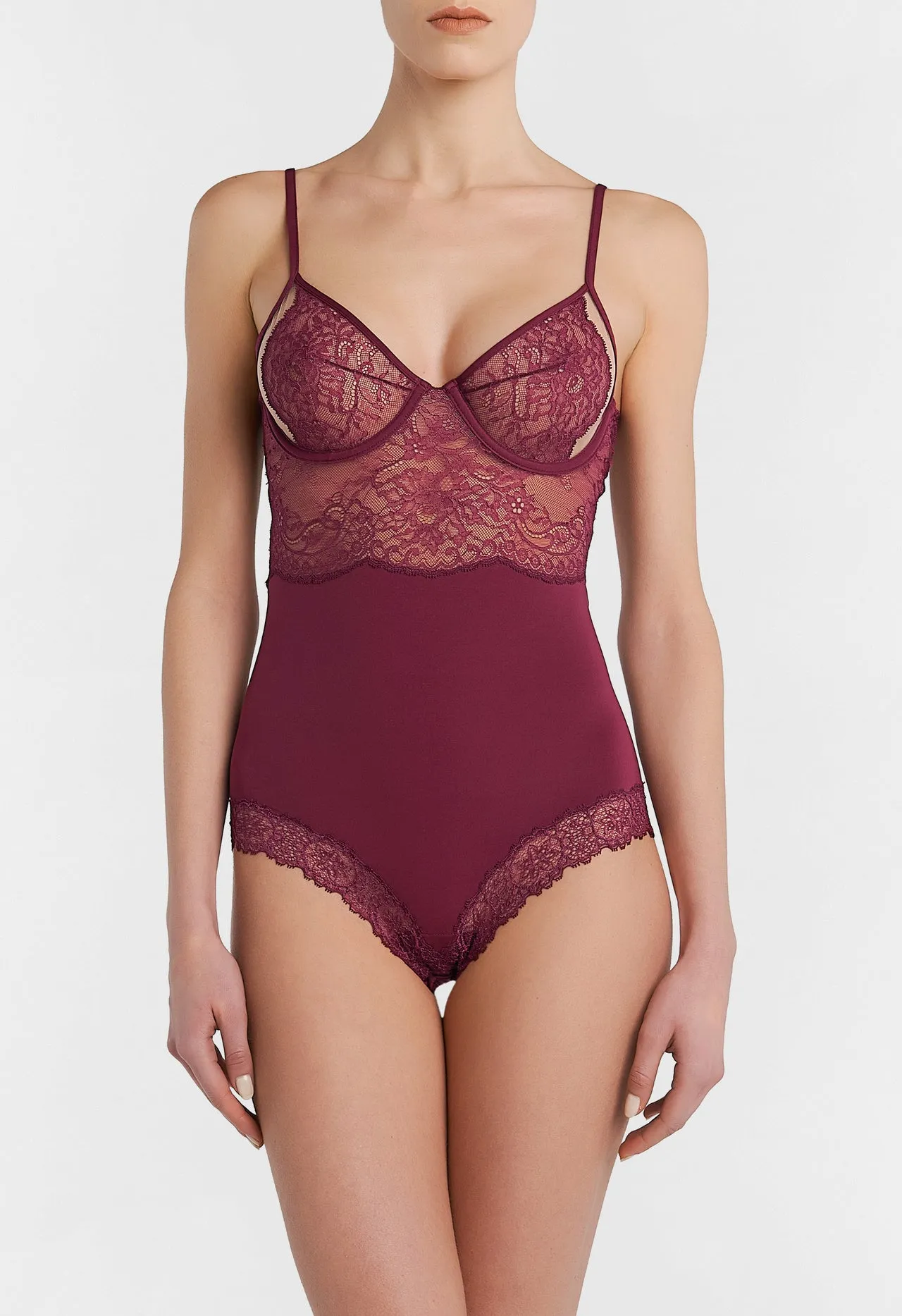 Cranberry Leavers lace bodysuit