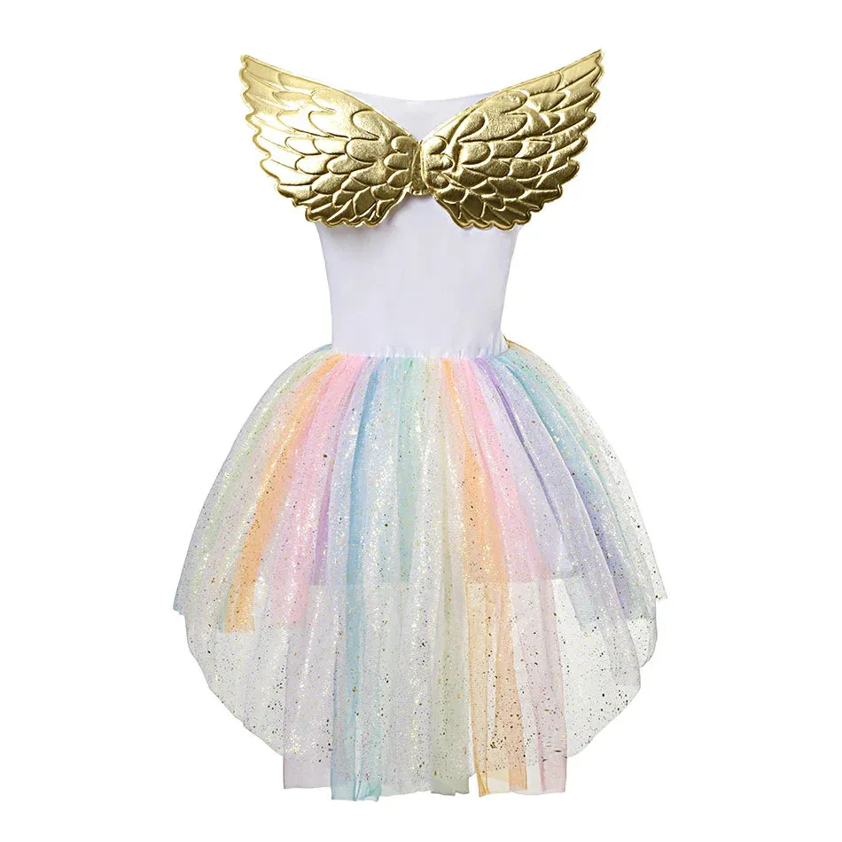 Cute Unicorn Dress Rainbow Ball Gown Baby Princess Party Kid Costume