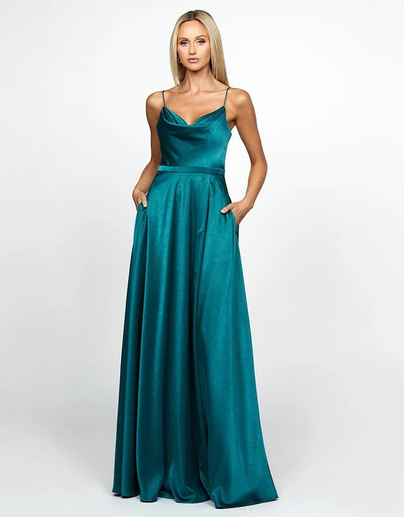 DIAMOND COWL WRAP GOWN B43D11LW