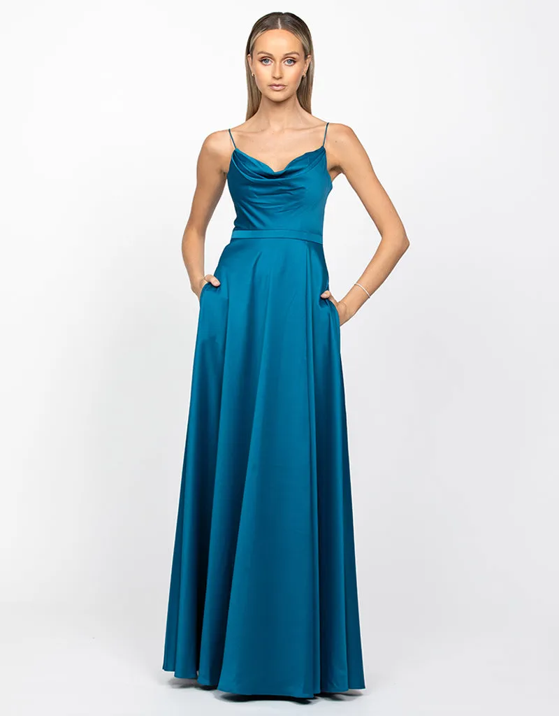 DIAMOND COWL WRAP GOWN B43D11LW