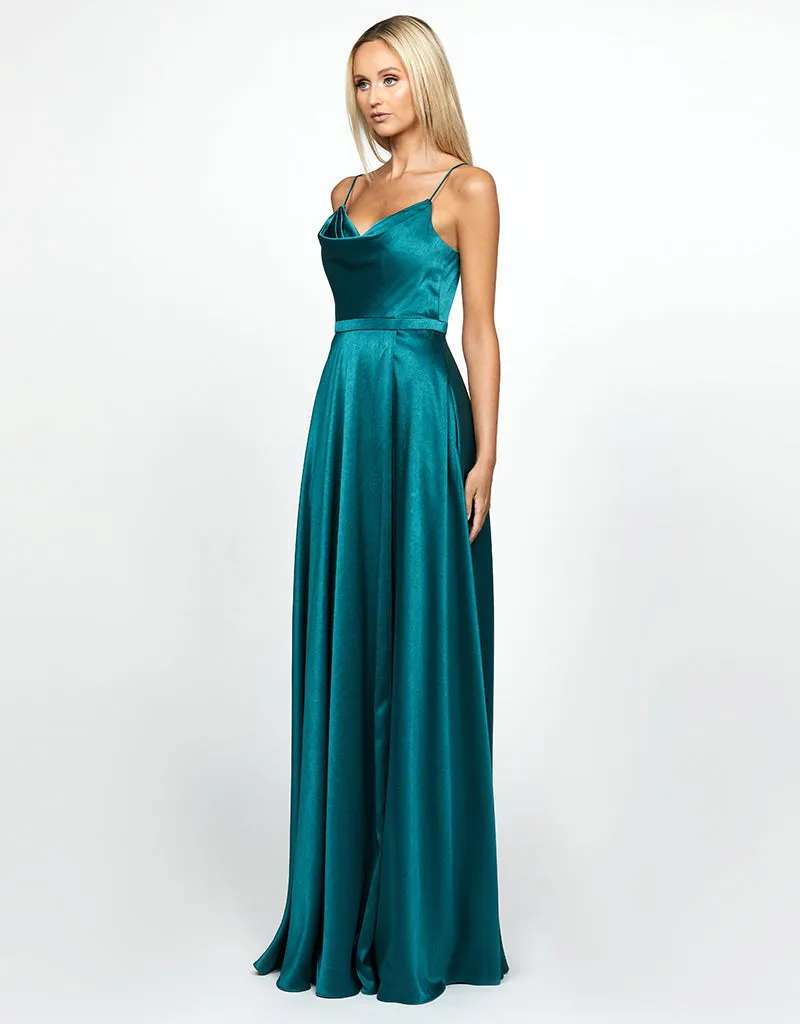 DIAMOND COWL WRAP GOWN B43D11LW