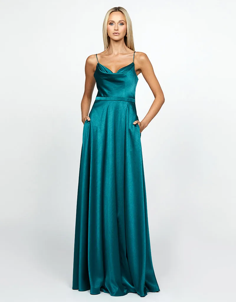 DIAMOND COWL WRAP GOWN B43D11LW