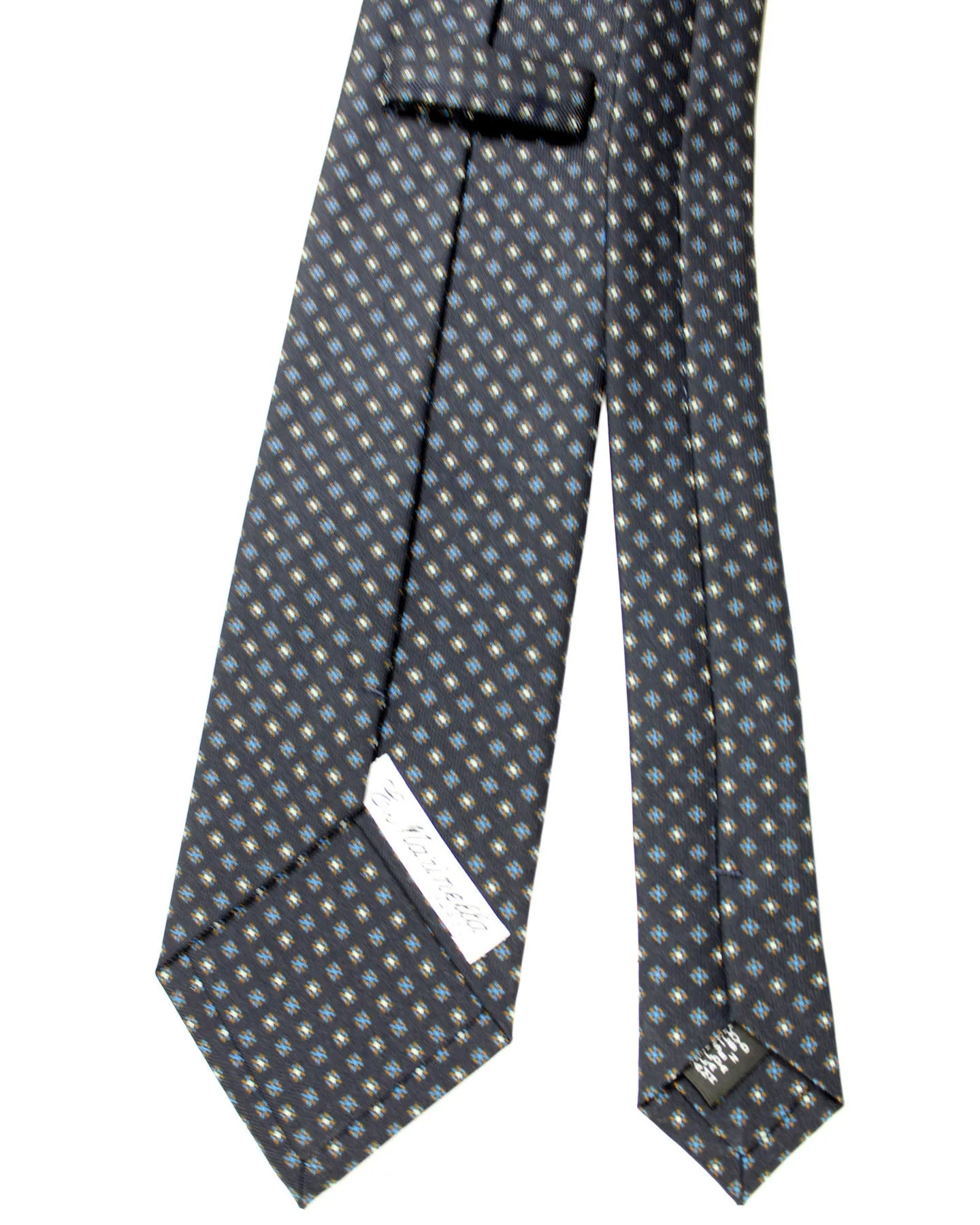 E. Marinella Tie Black Brown Blue Geometric Design