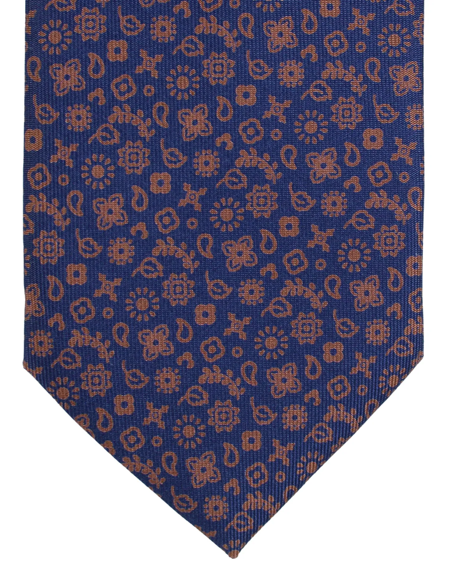 E. Marinella Tie Dark Blue Brown Floral Design