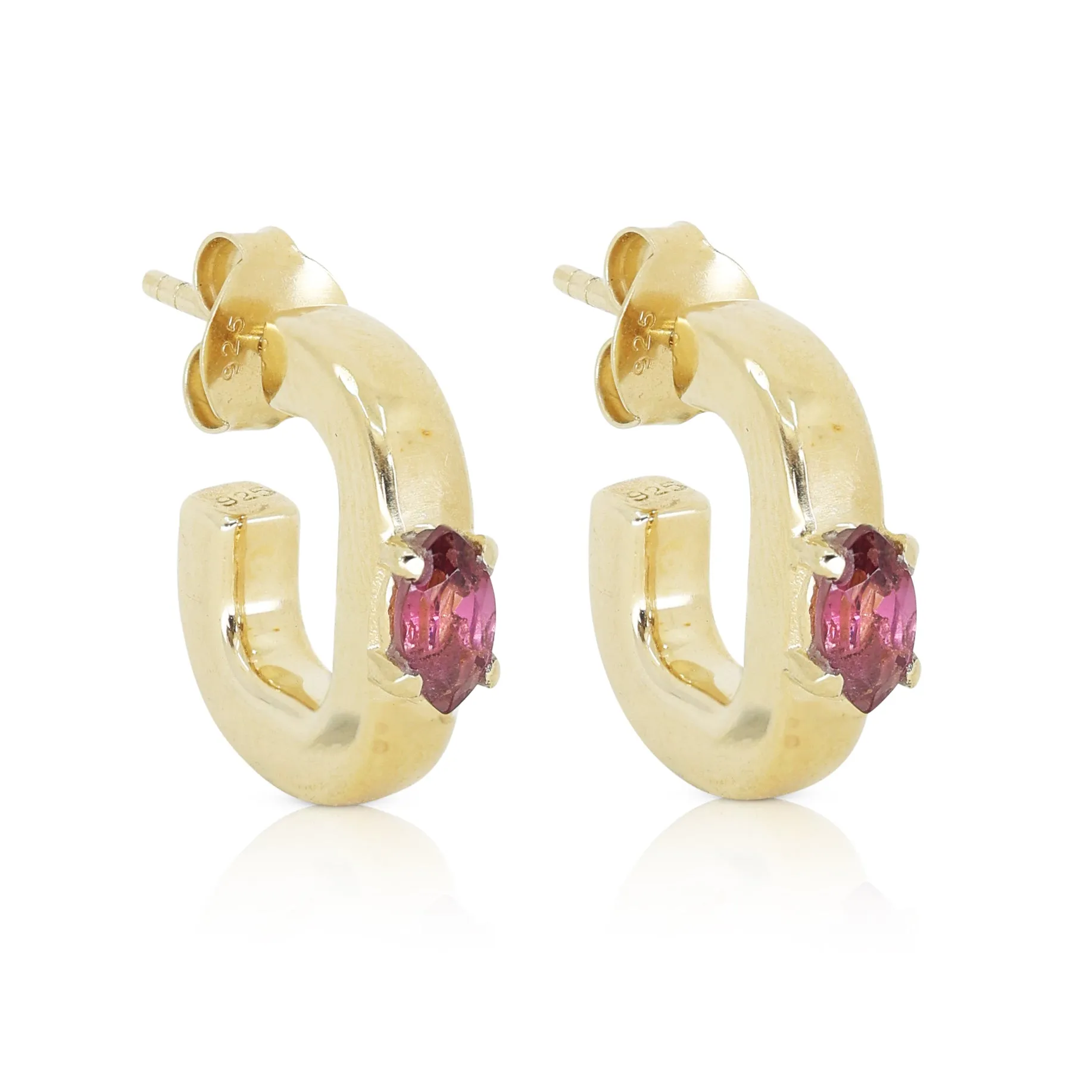 Elodie Rhodolite Gold Hoops