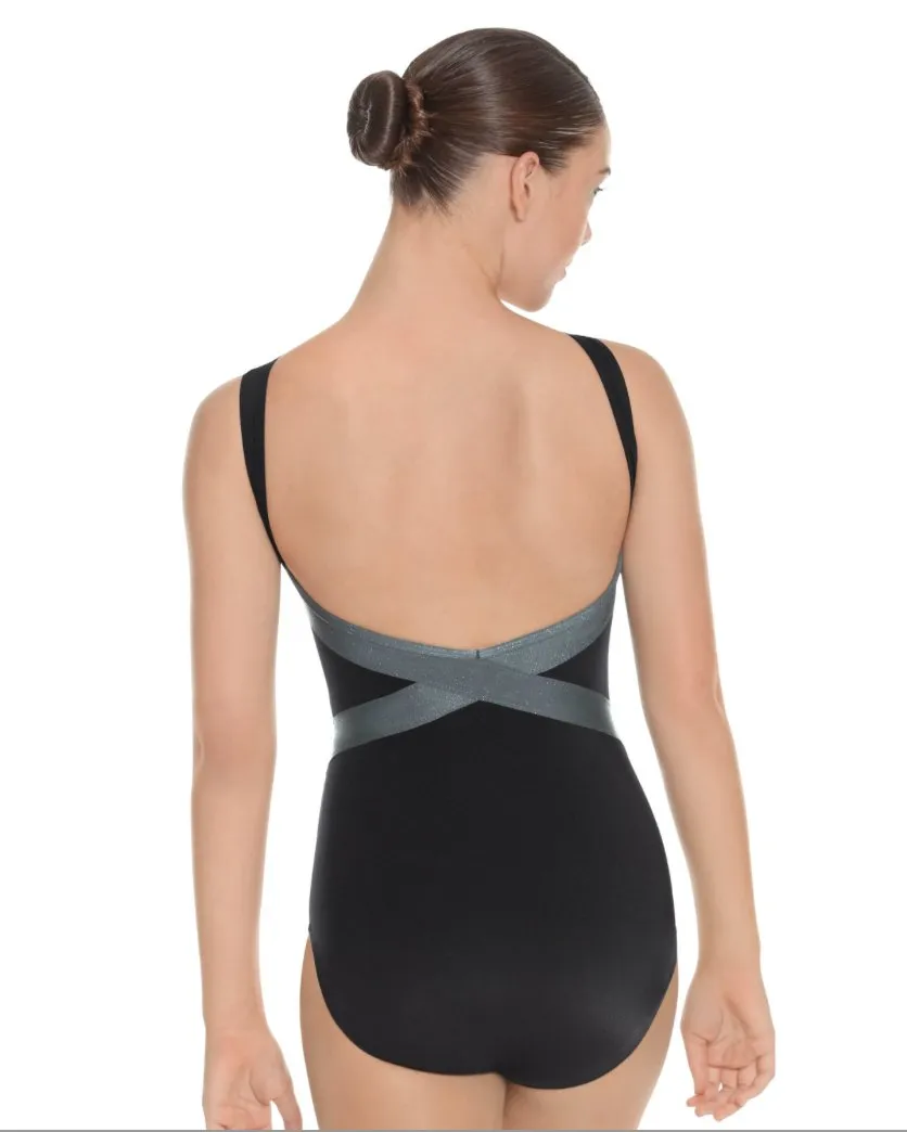 Eurotard Womens Angled Slate Tank Open Back Leotard