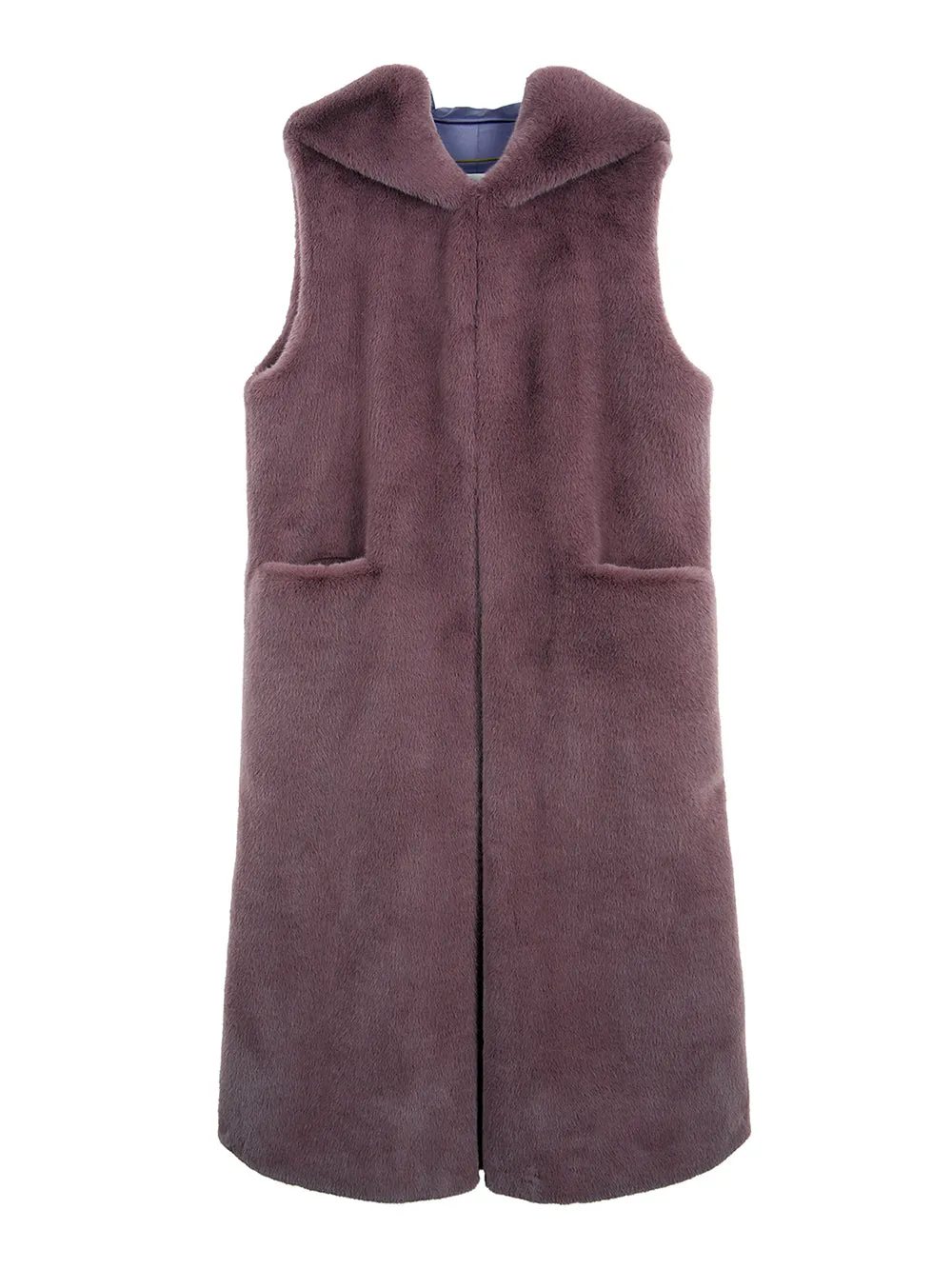 FAUX FUR LAON HOODED MAXI VEST