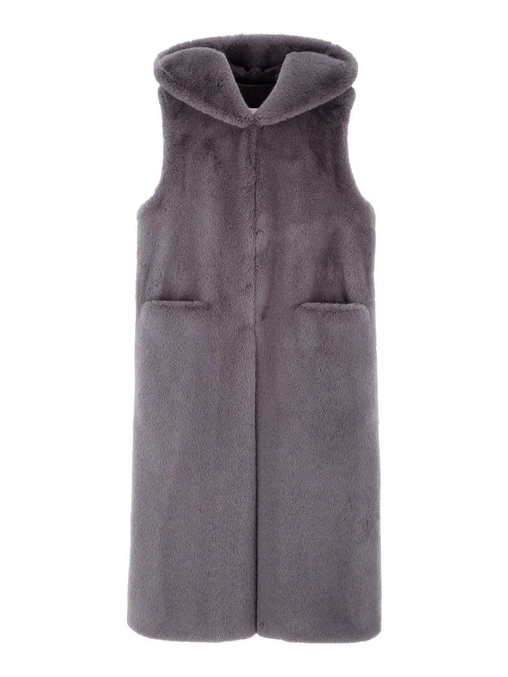 FAUX FUR LAON HOODED MAXI VEST