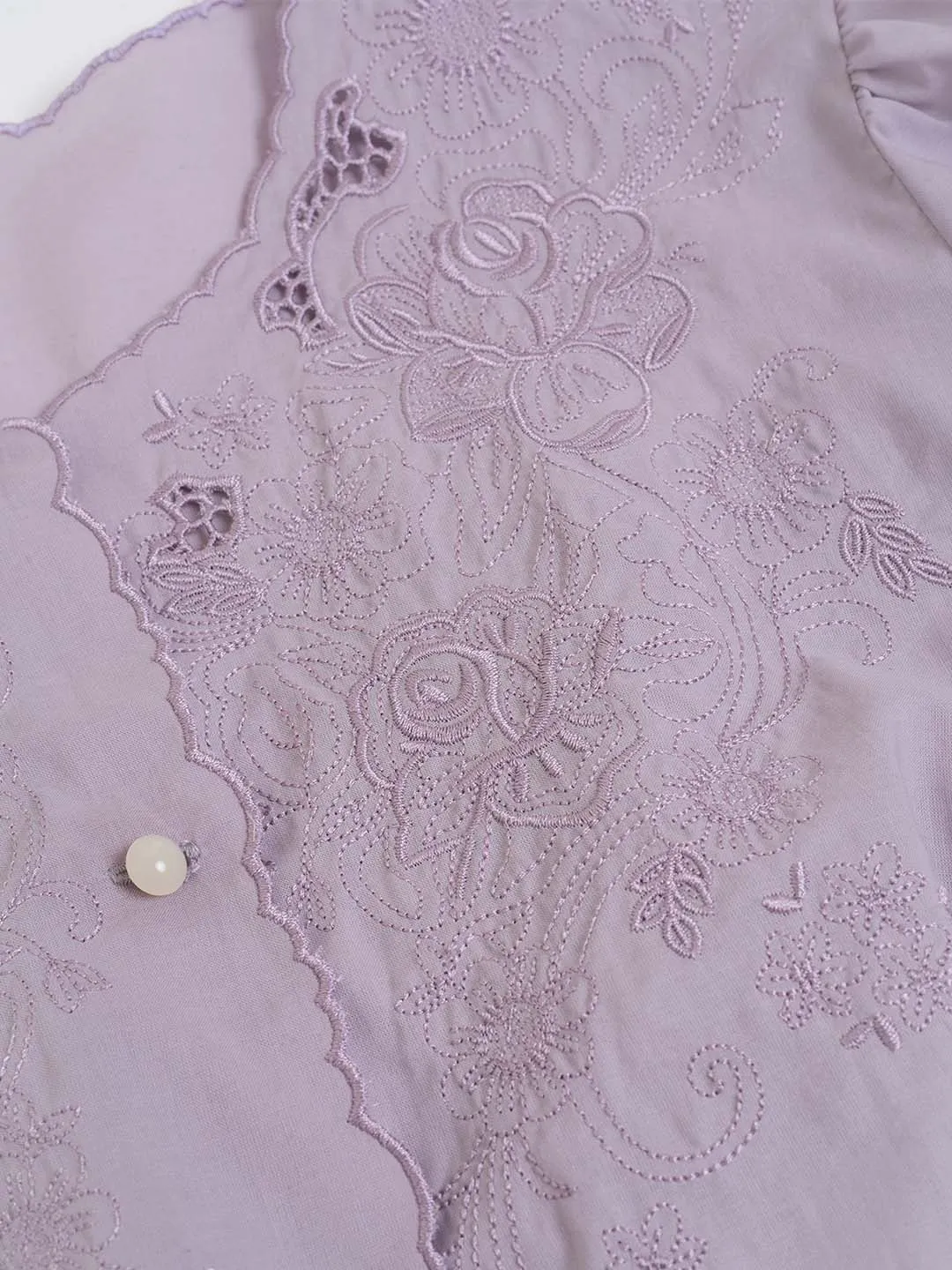 【Final Sale】Plus Size Gracie Round Collar Embroidery Blouse-Taro Purple