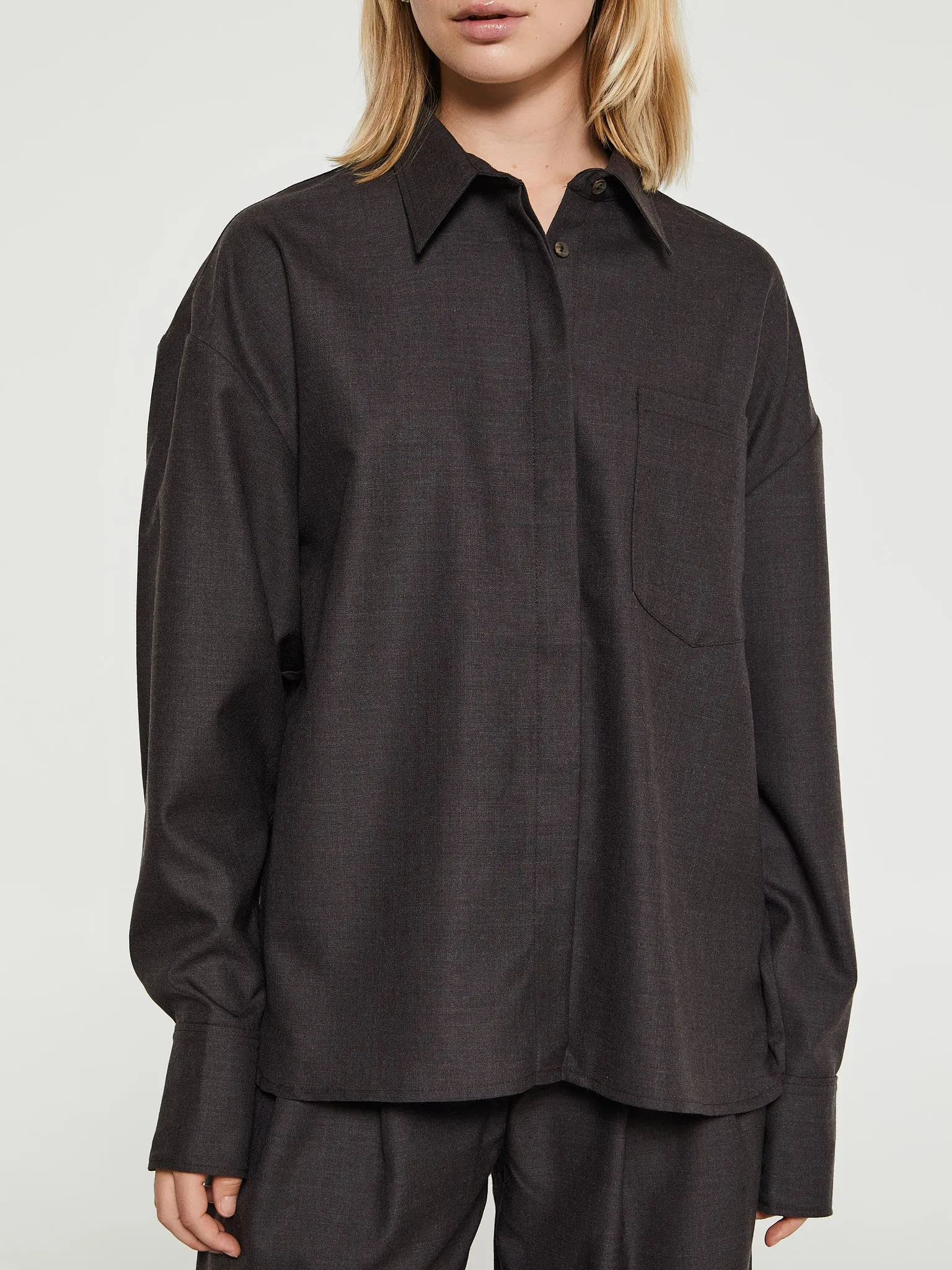 Fine Wool Shirt in Brown