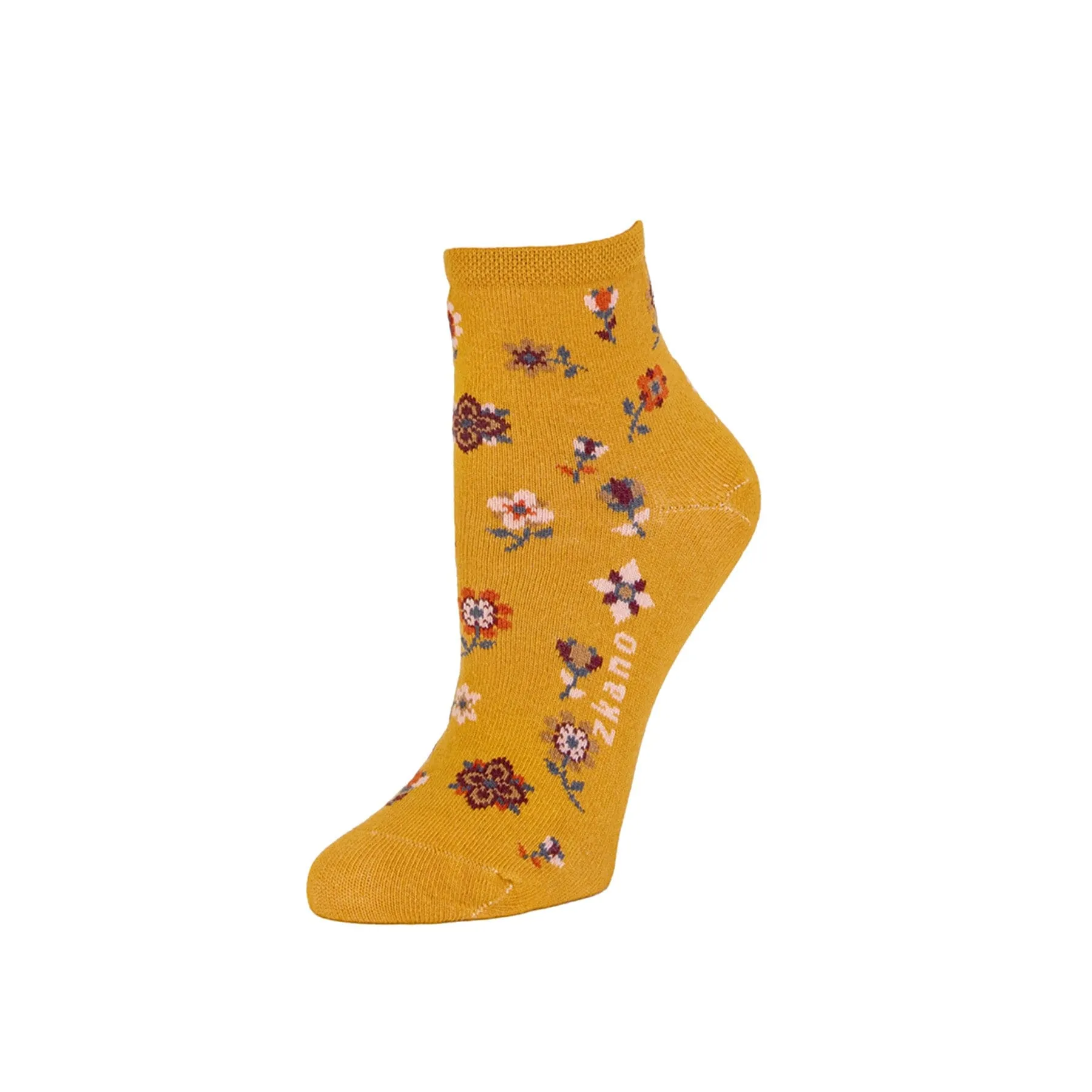 Folksy Floral - Organic Cotton Anklet Socks - Goldenrod