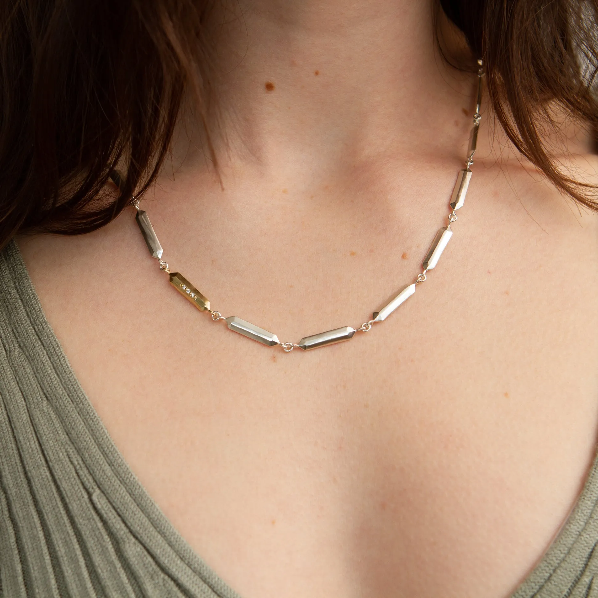 Fragment Link Necklace with Gold Link