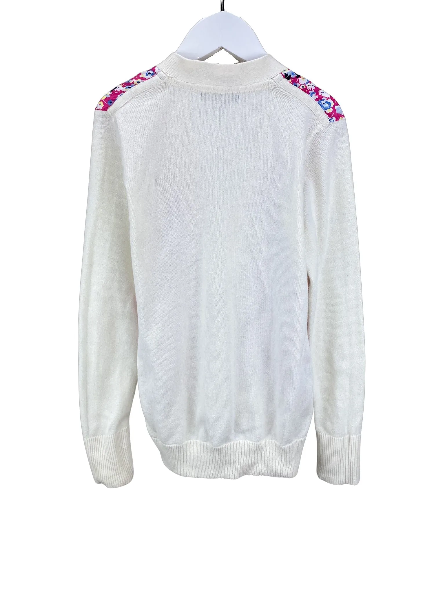 Gap Kids Factory, Girls' Print Front Sweater, Ivory/Fuchsia, Size S (6-7)