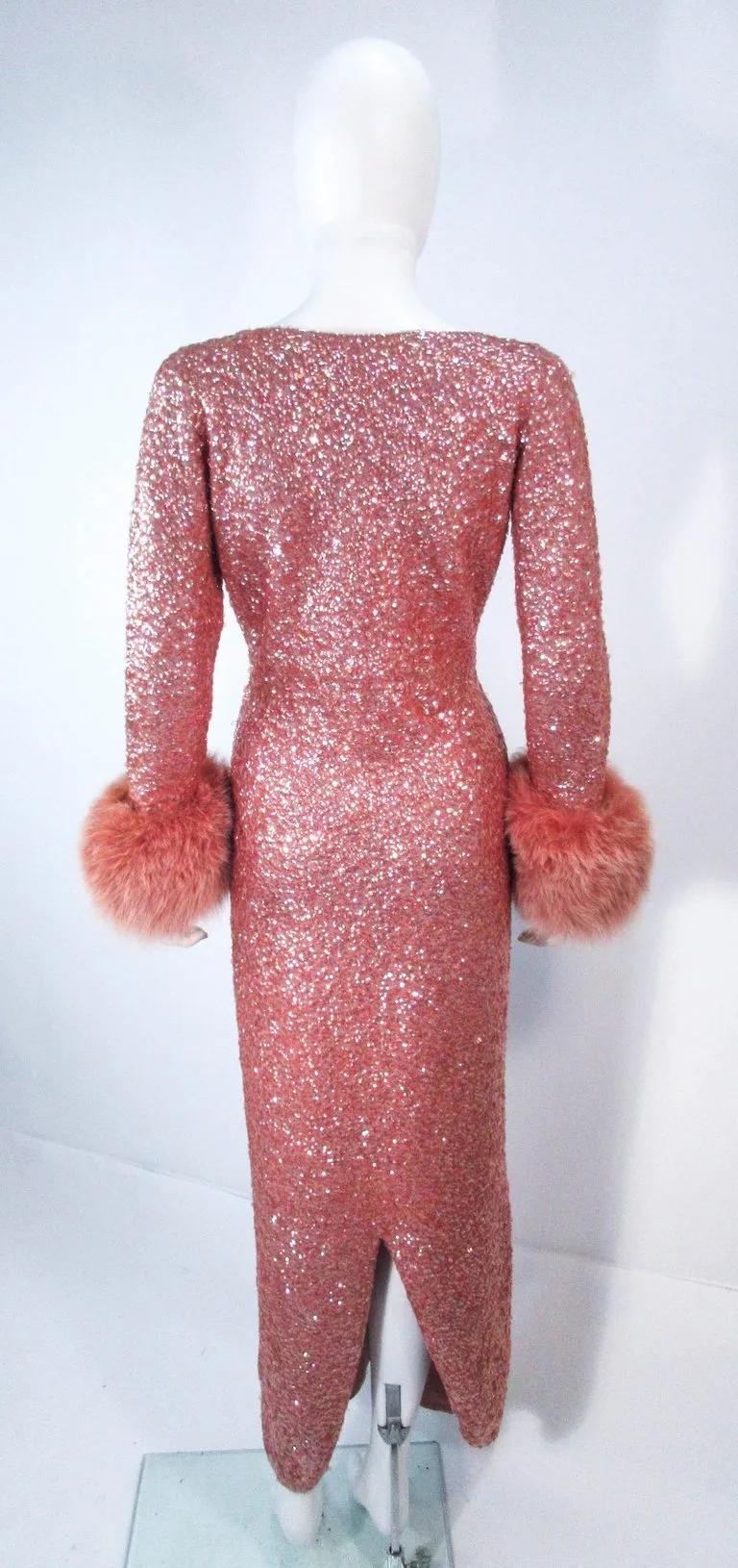 GENE SHELLY'S Vintage Rose Wool Beaded Gown Size 4-8