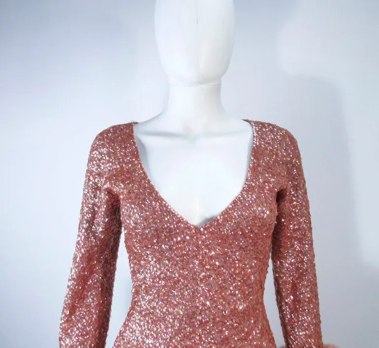 GENE SHELLY'S Vintage Rose Wool Beaded Gown Size 4-8