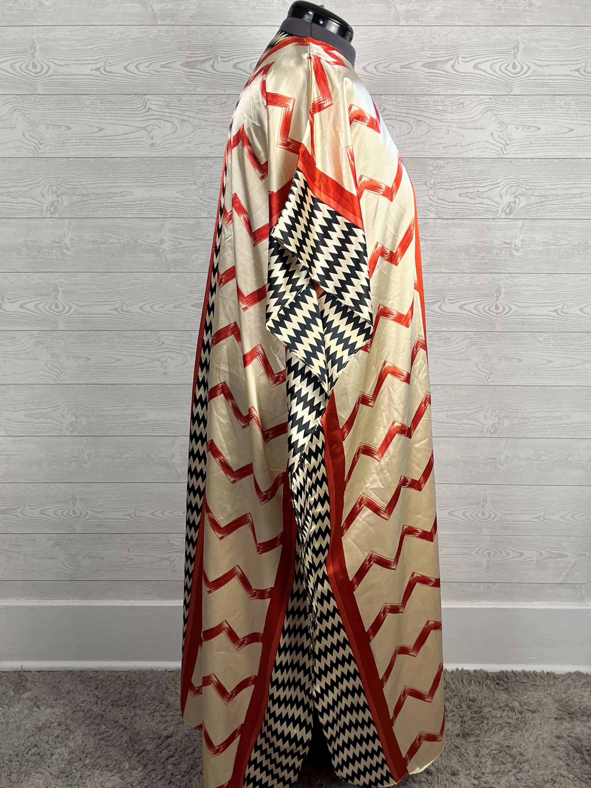 Generation 524 Size Open Orange & Cream Chevron Caftan NWT