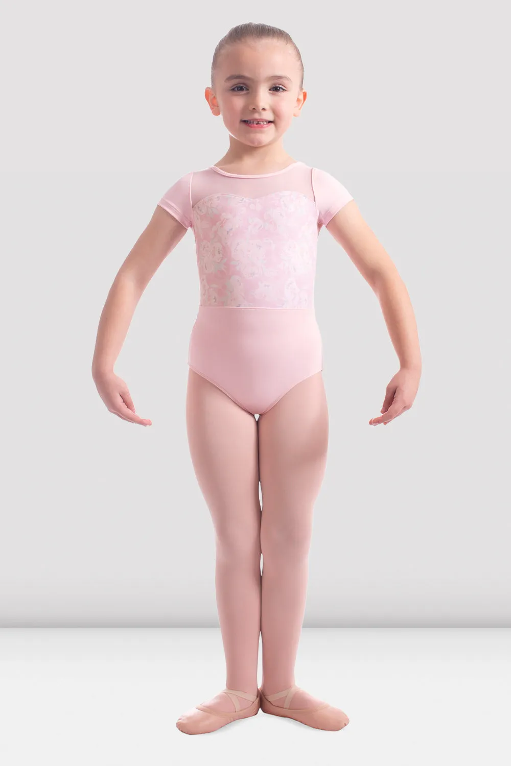 Girls Mirella Jardin Mesh Cap Sleeve Leotard