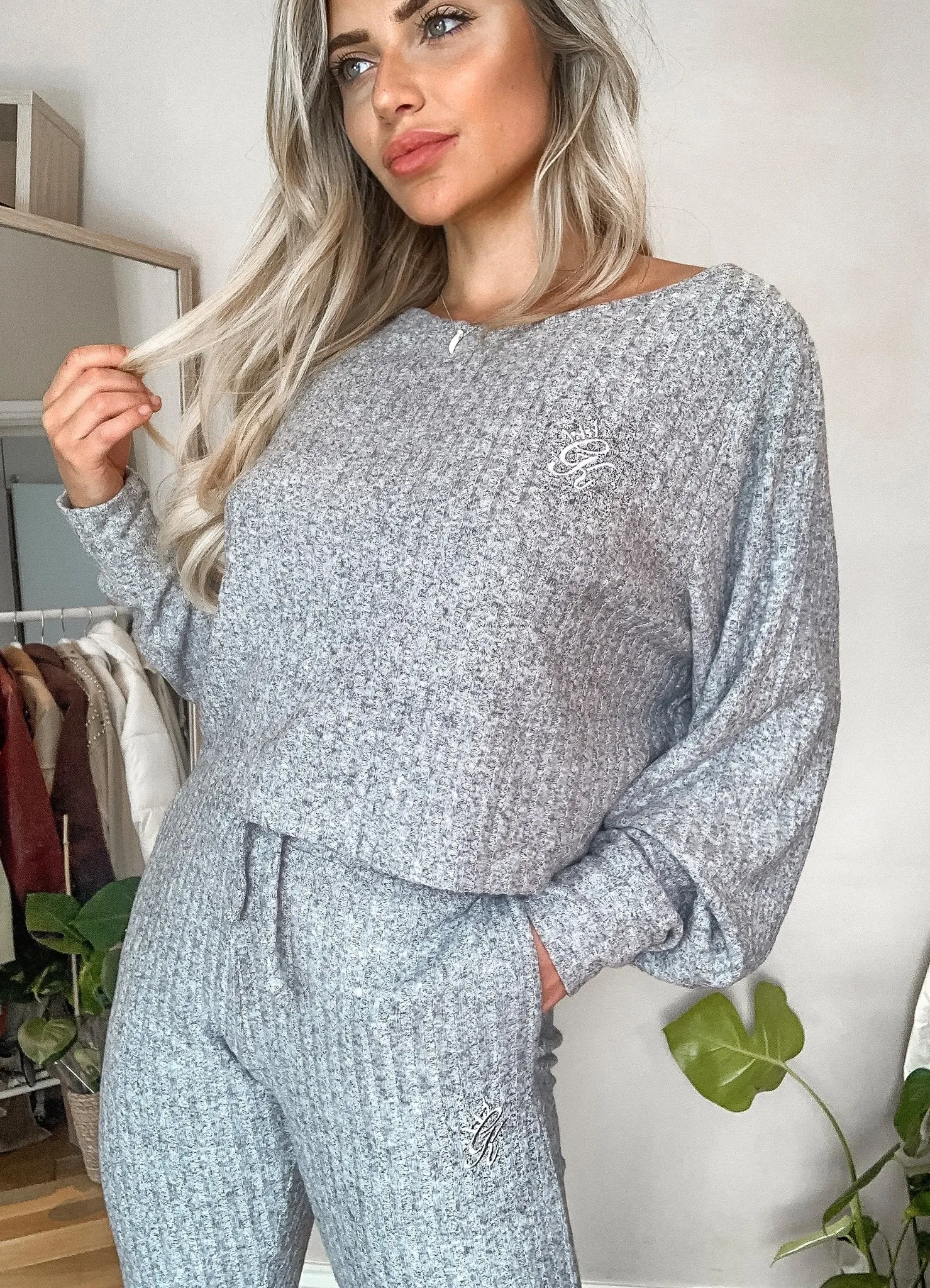 Gym King Ribbed Loose Fit Top - Grey Marl