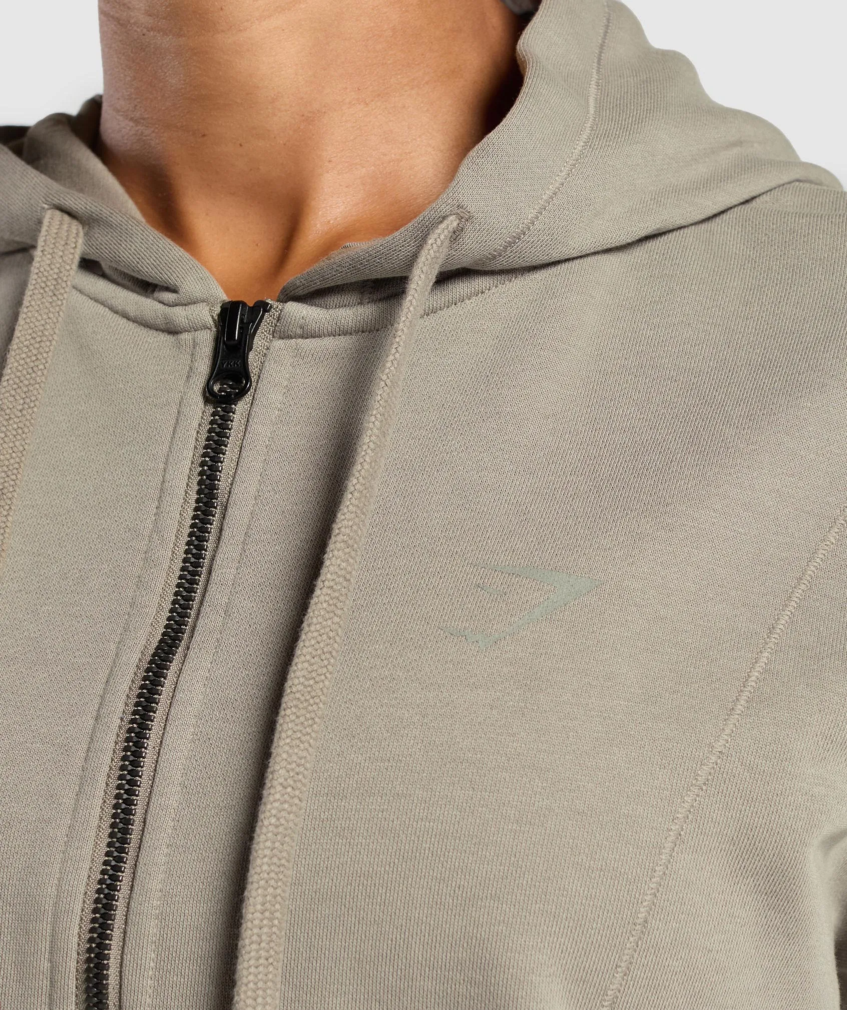 Gymshark Power Oversized Zip Hoodie - Linen Brown/Acid Wash