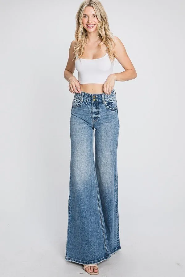 High Rise Comfort Stretch Vintage Wide Leg Jeans