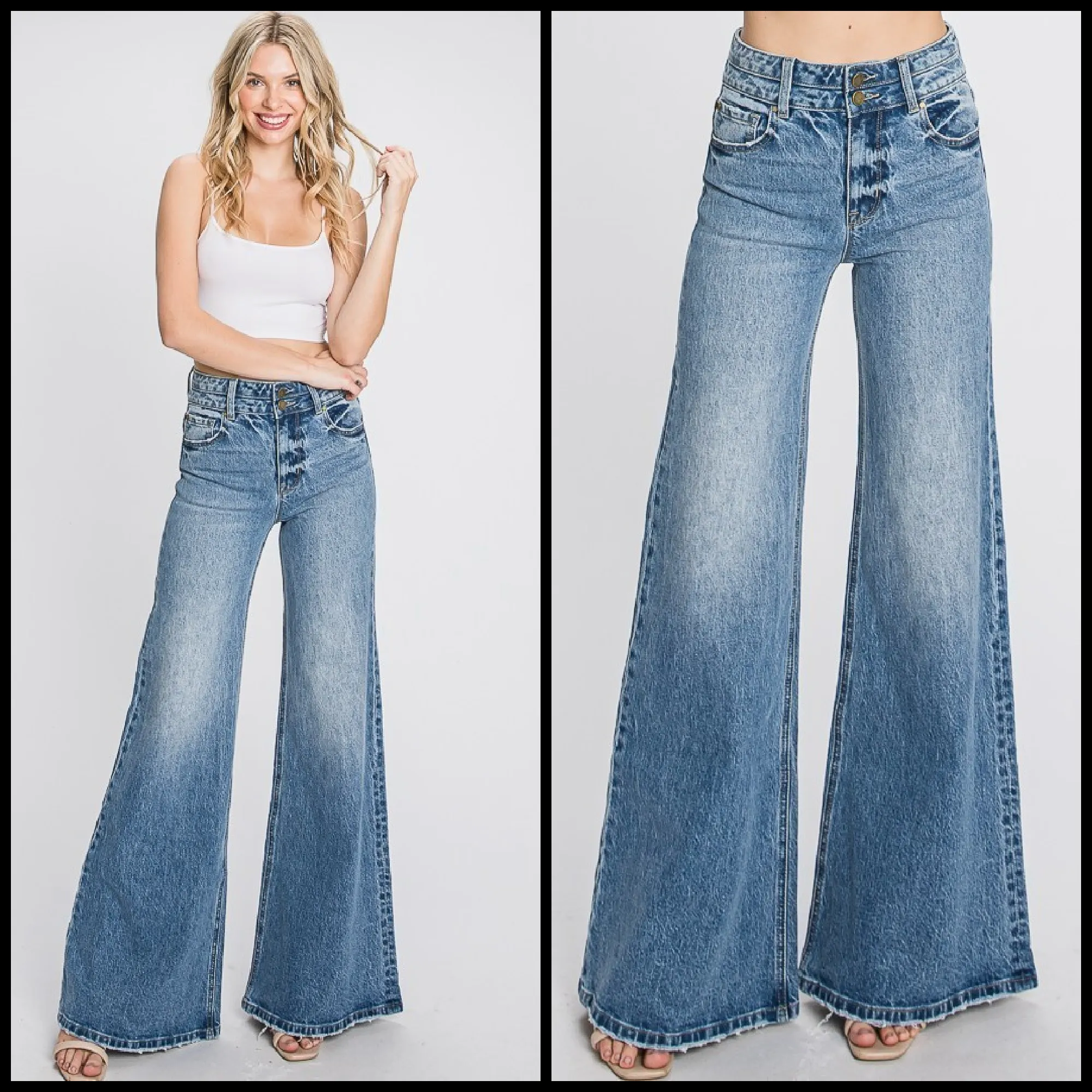 High Rise Comfort Stretch Vintage Wide Leg Jeans