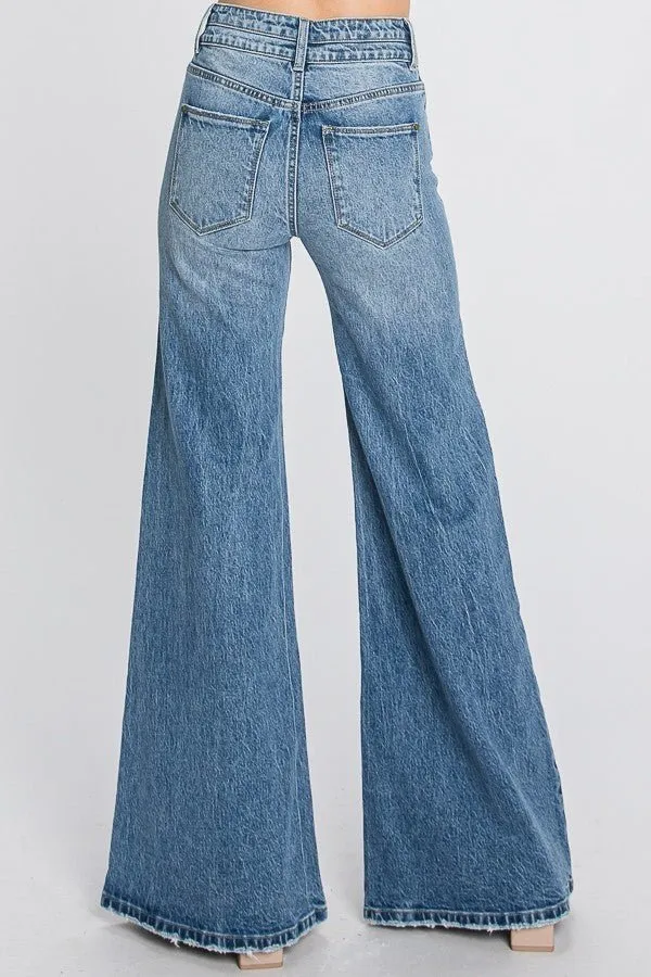 High Rise Comfort Stretch Vintage Wide Leg Jeans