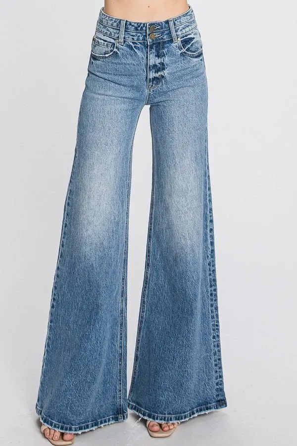 High Rise Comfort Stretch Vintage Wide Leg Jeans