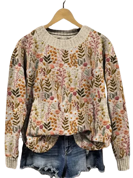 Iris - Embroidered Flowers Sweater