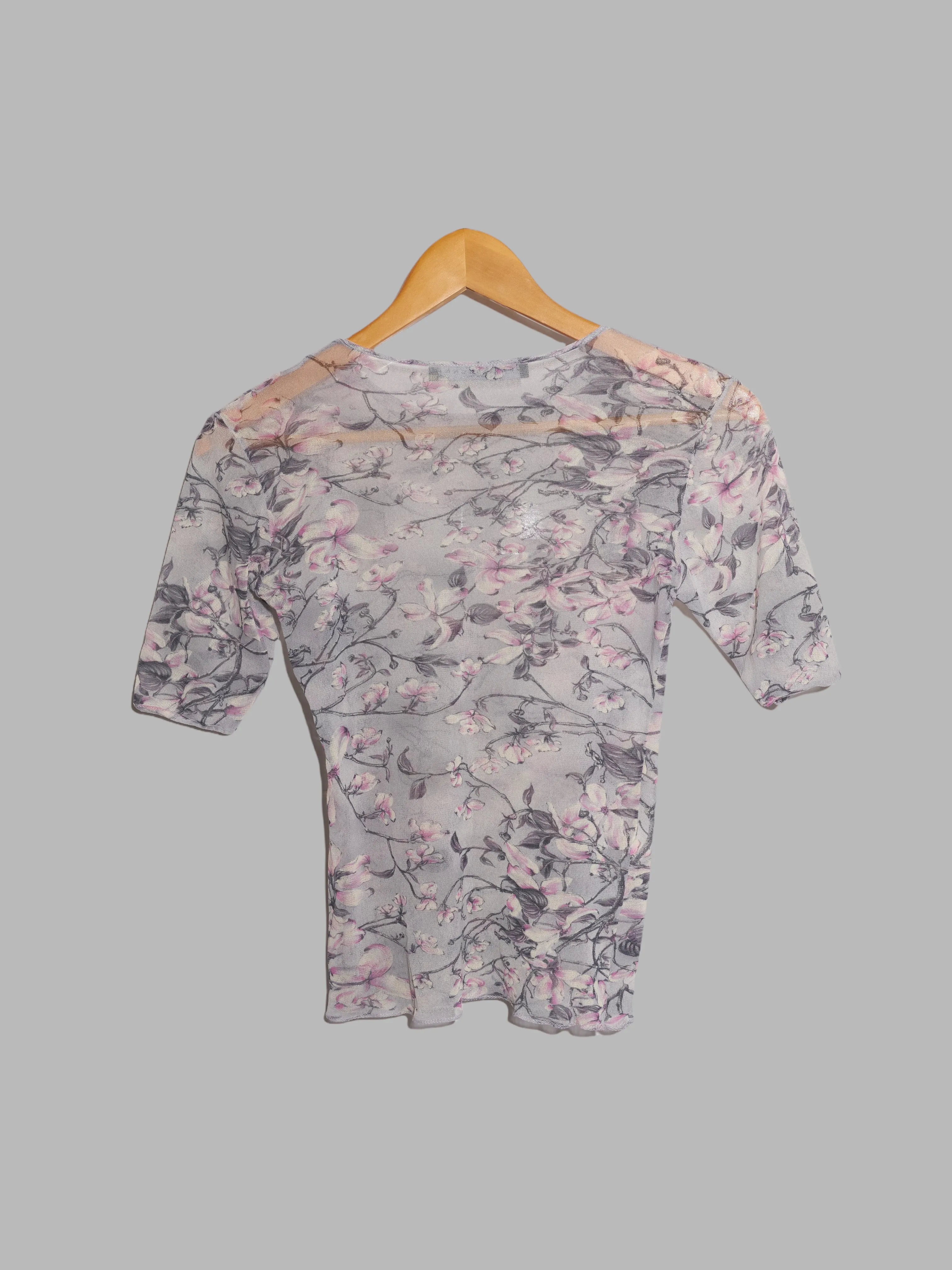 Jean Colonna grey mesh floral print t-shirt