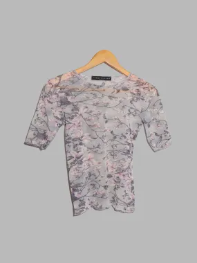 Jean Colonna grey mesh floral print t-shirt