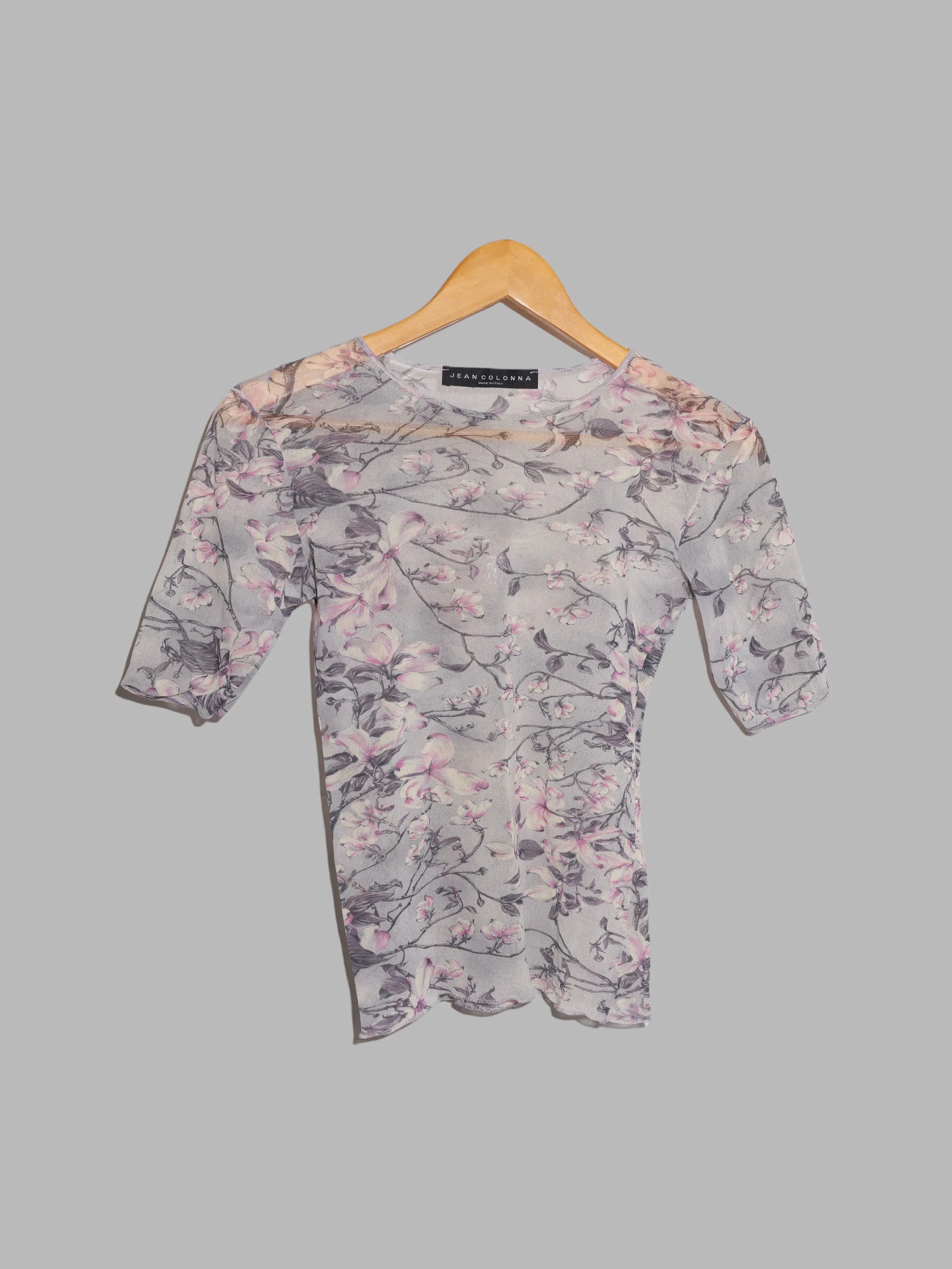 Jean Colonna grey mesh floral print t-shirt