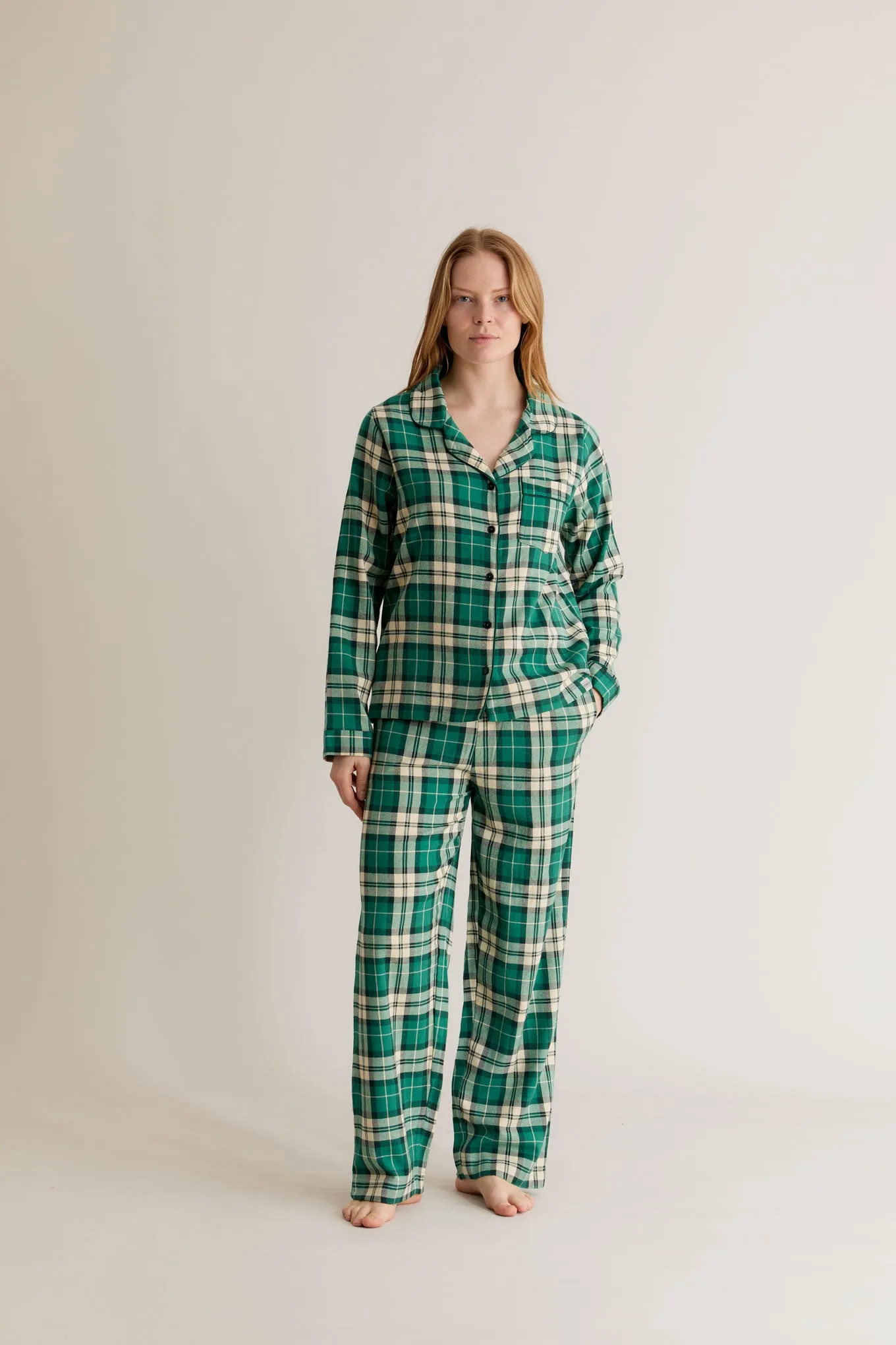 JIM JAM Womens Organic Cotton Pyjama Bottoms - Green