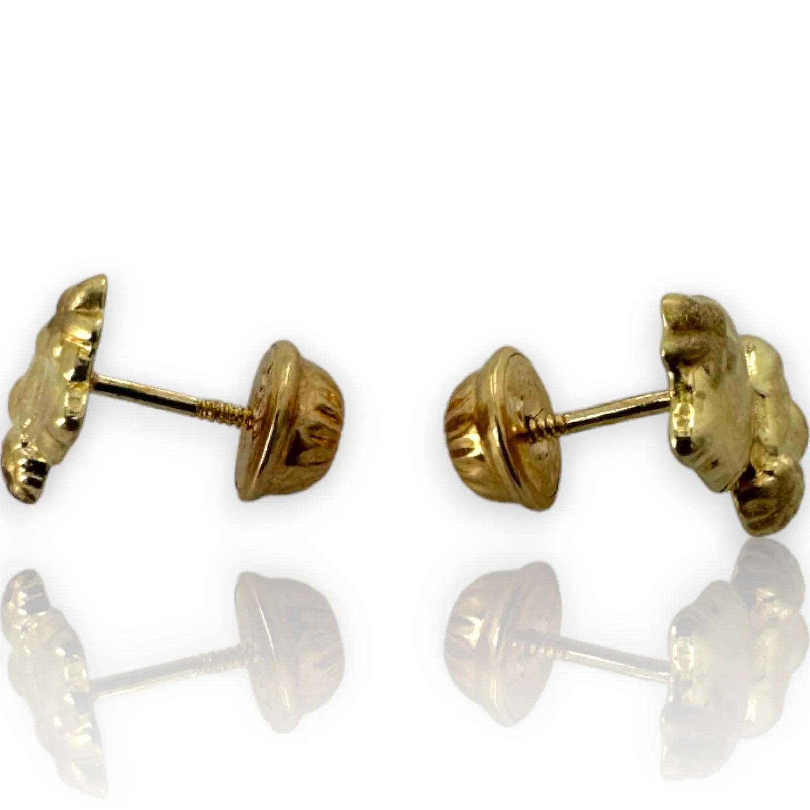 Kids 10kt Yellow Gold Cute Dainty Hello Kitty Stud Screw-Back Earrings with 18k Gold Earring Backs