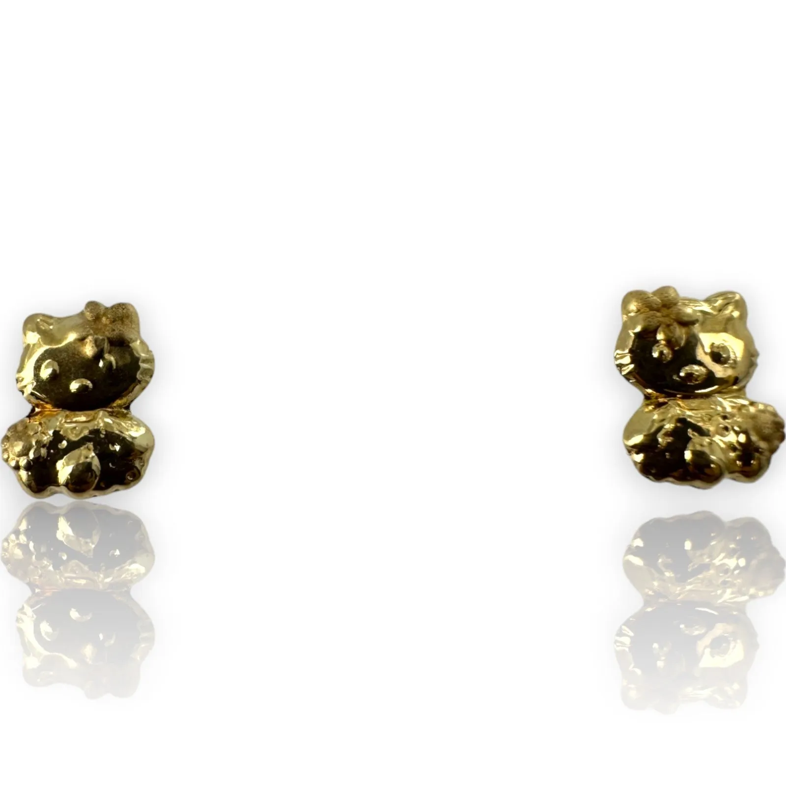 Kids 10kt Yellow Gold Cute Dainty Hello Kitty Stud Screw-Back Earrings with 18k Gold Earring Backs