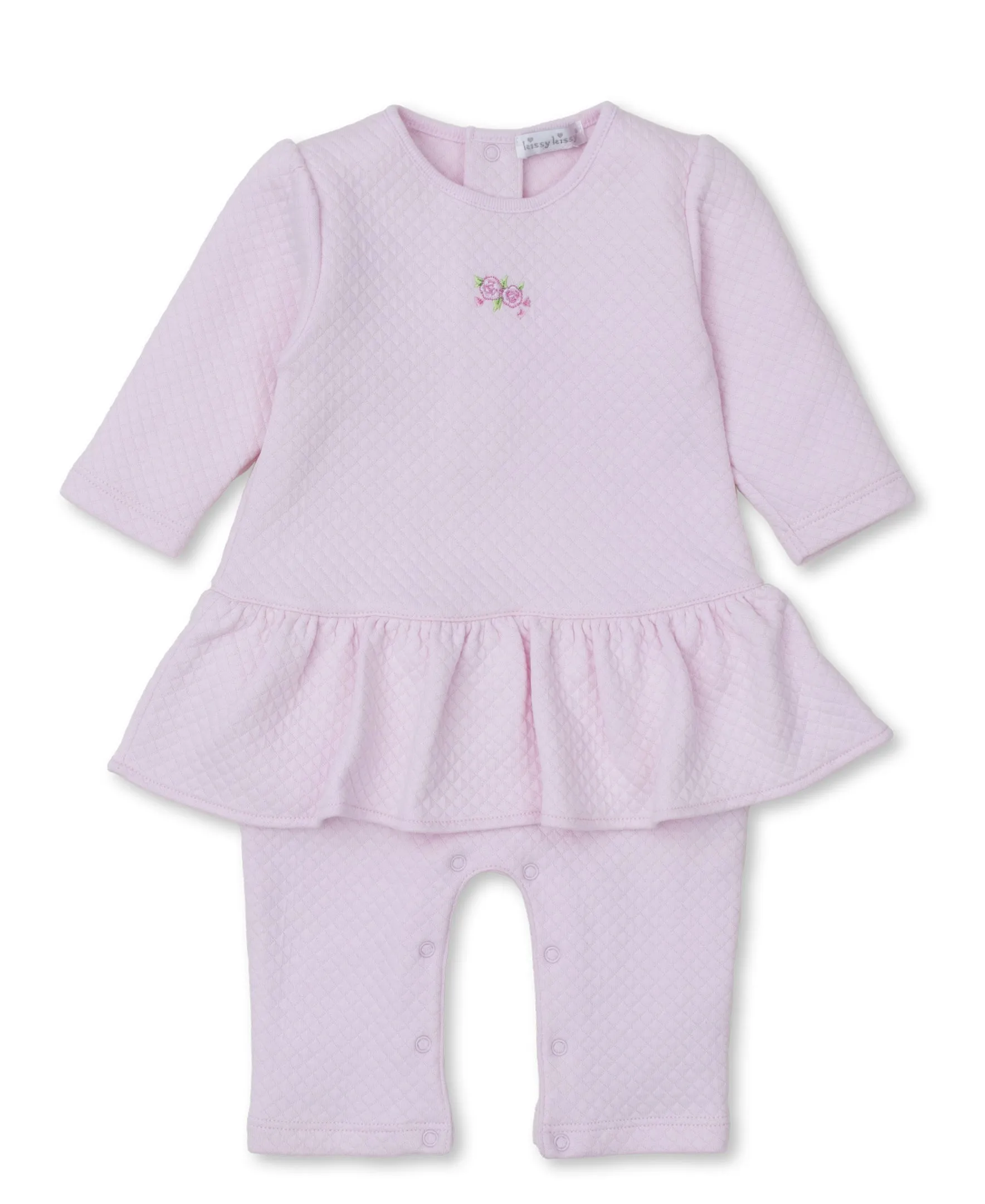 Kissy Kissy Sweet Jacquard Playsuit in Pink Rose Scrolls