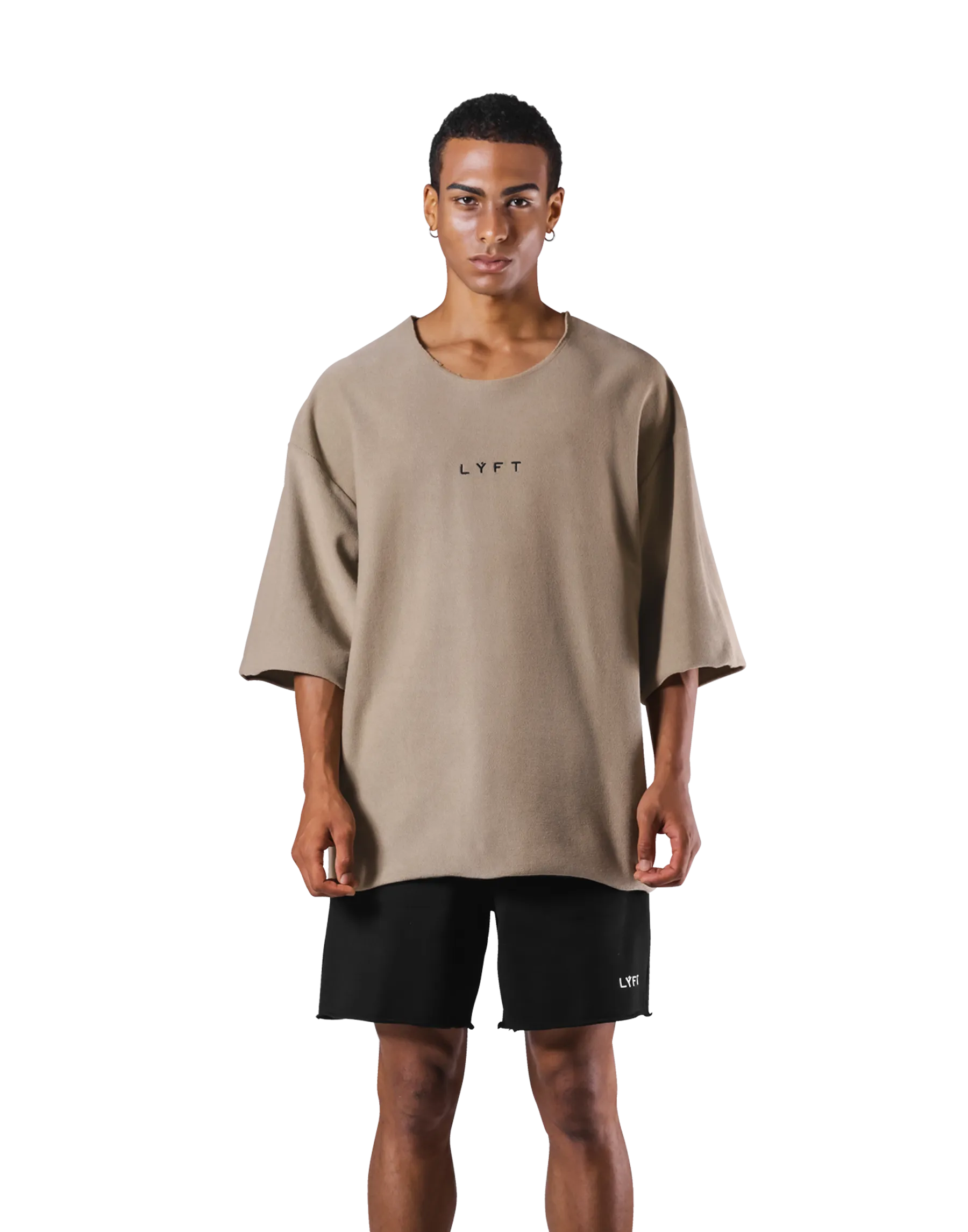 Knit Like Loose Sweat T-Shirt - Beige