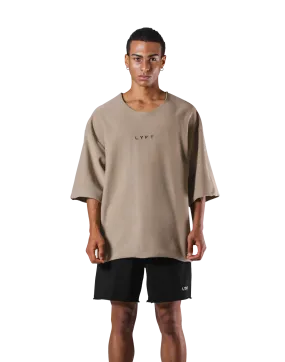 Knit Like Loose Sweat T-Shirt - Beige