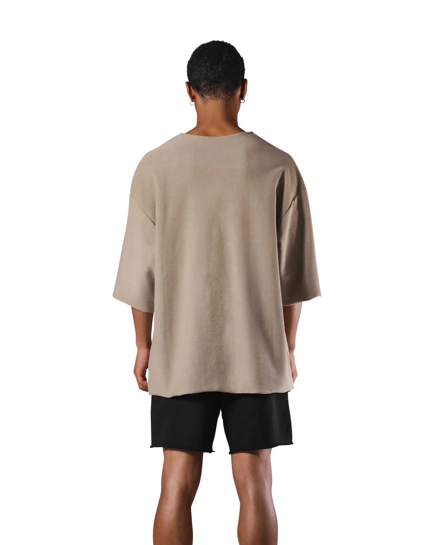 Knit Like Loose Sweat T-Shirt - Beige