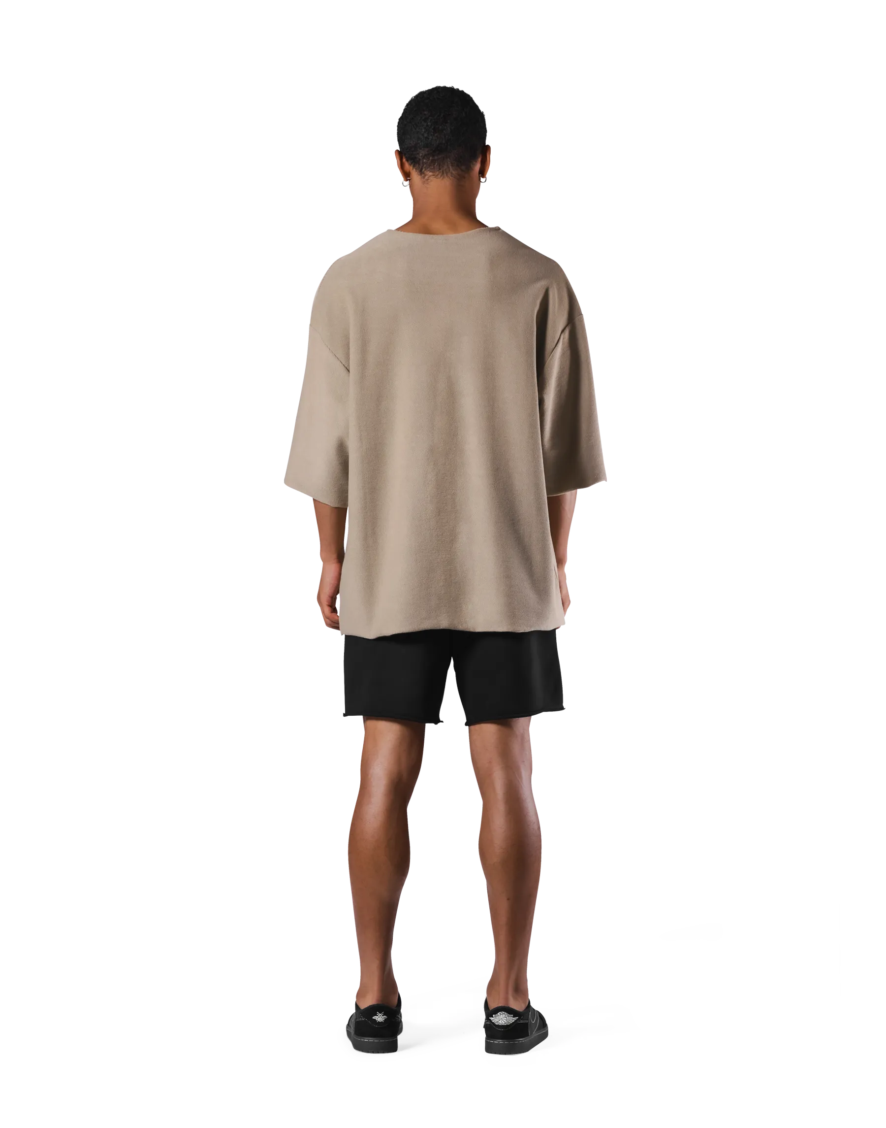 Knit Like Loose Sweat T-Shirt - Beige