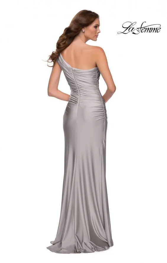 La Femme 29619 In Shiny Stretch Jersey One Shoulder Gown