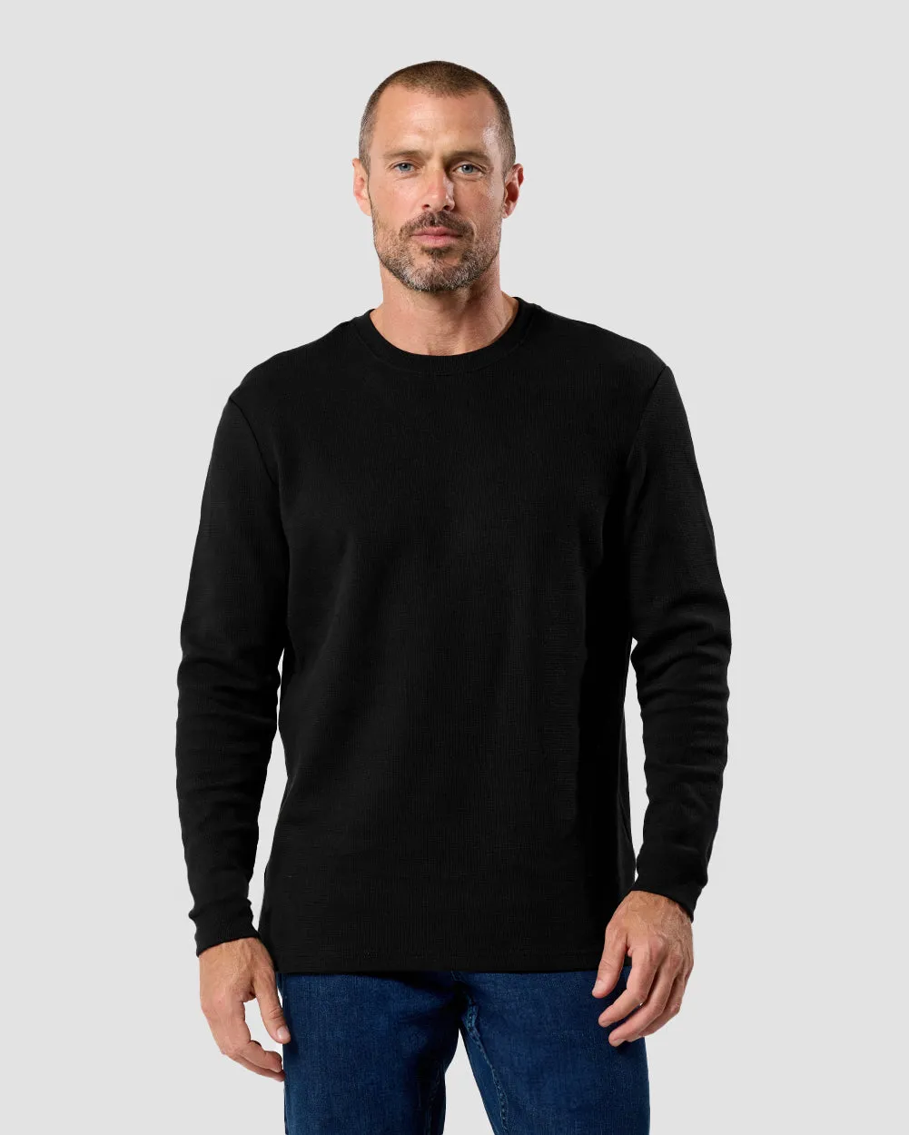 Long Sleeve Waffle Knit Crew