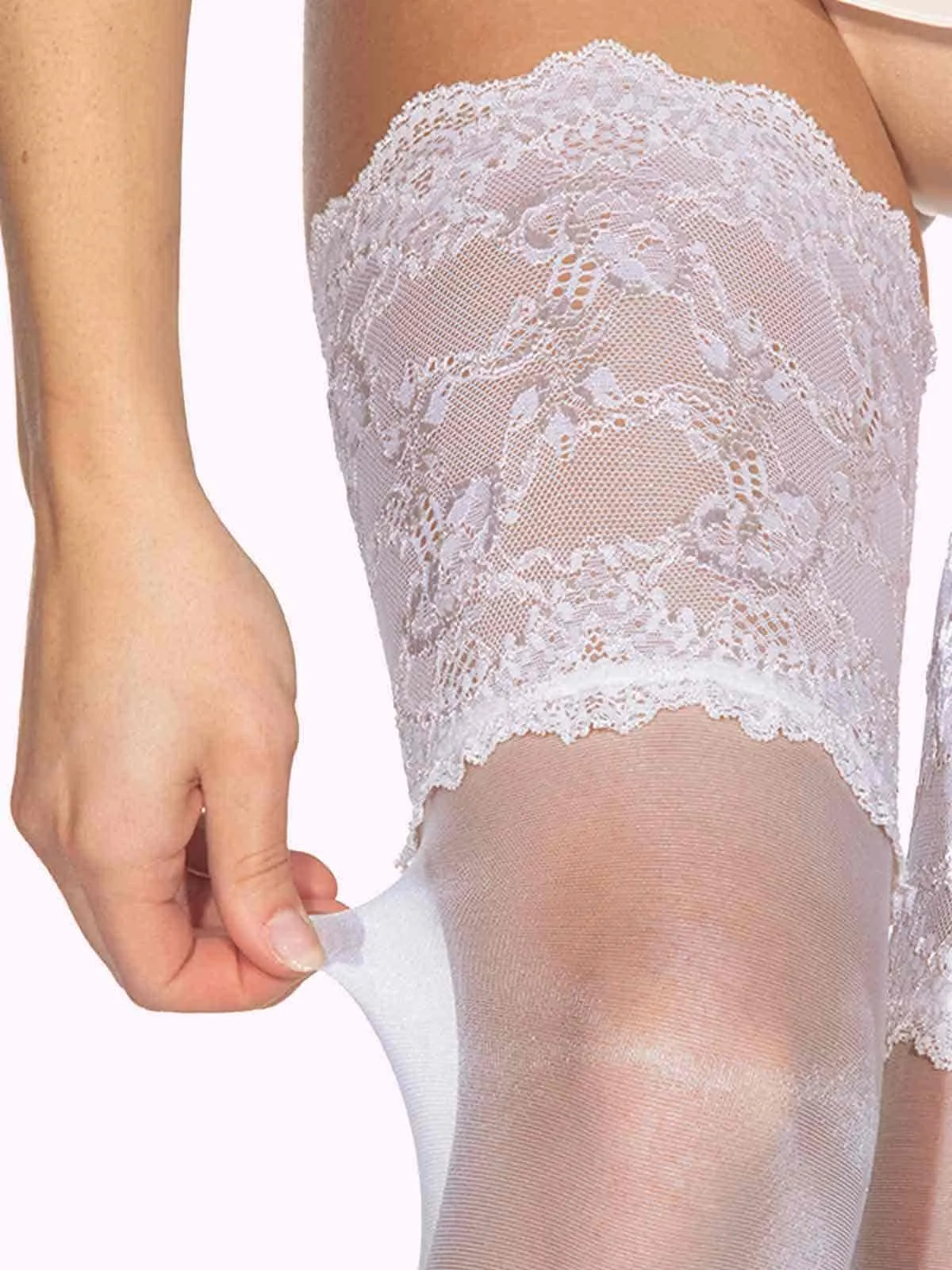 LUDOVICA Tall Floral Lace Top Thigh Highs