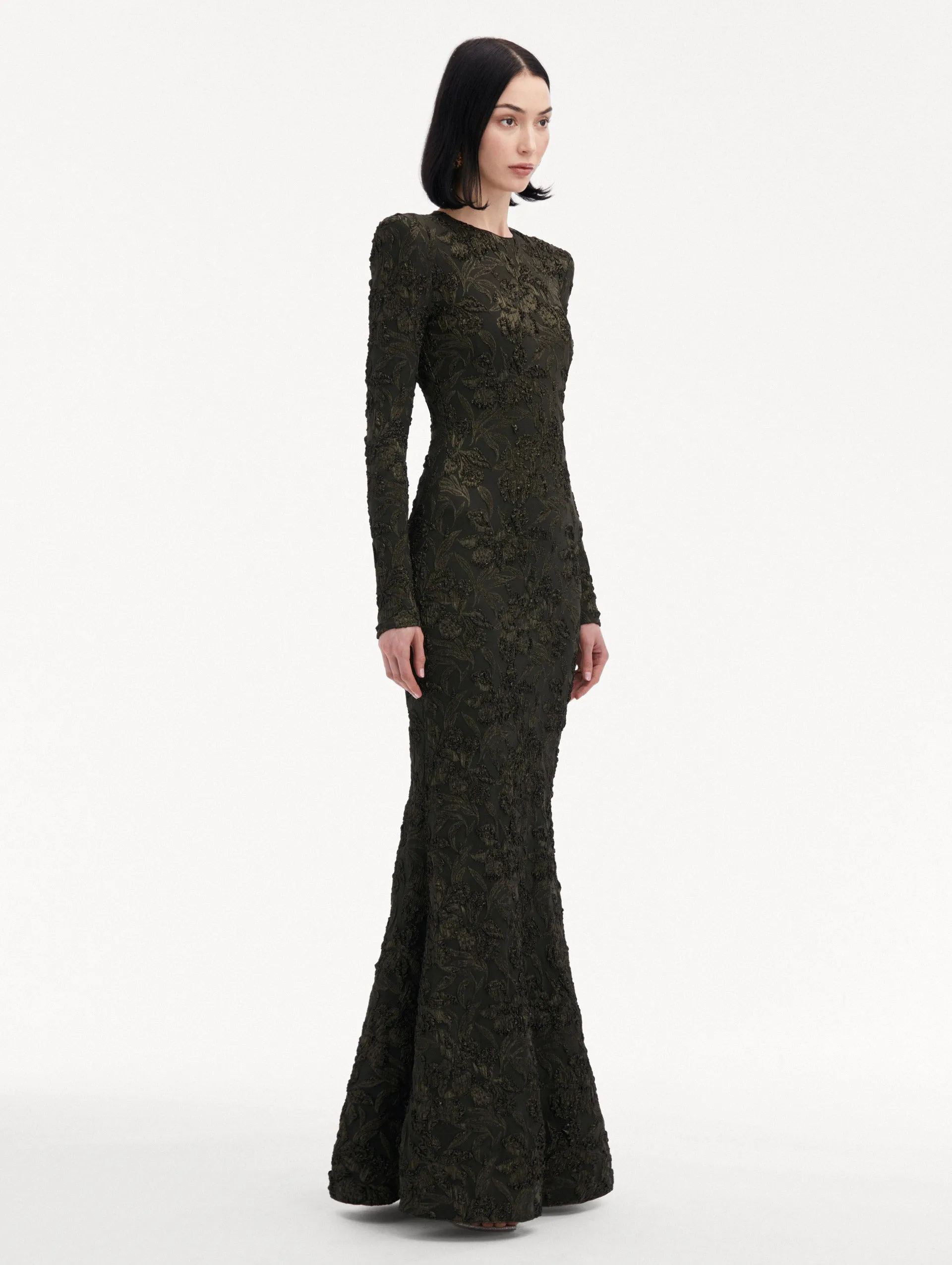 Metallic Orchid Jacquard Gown