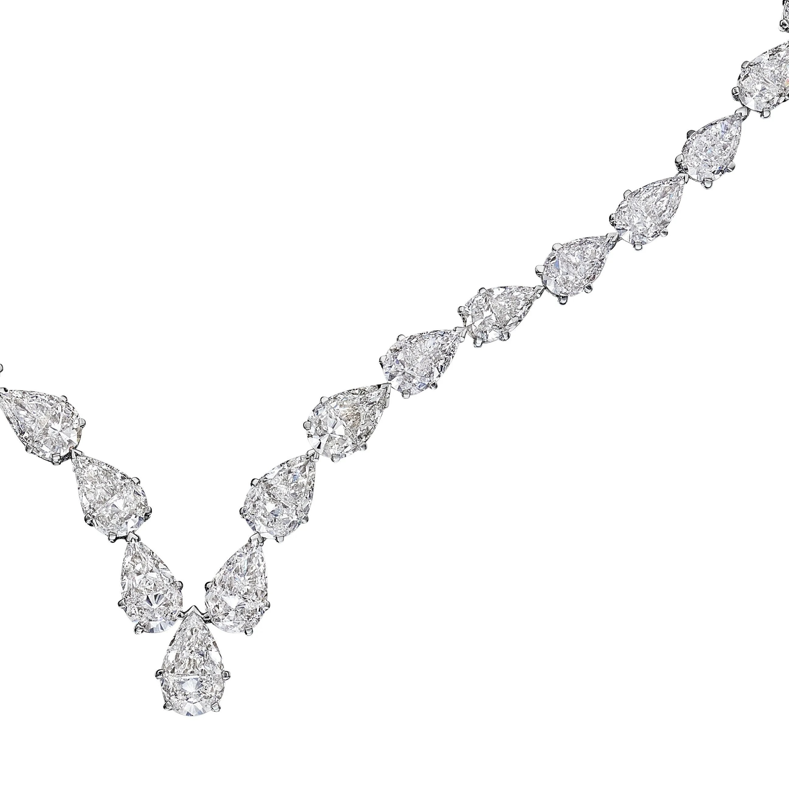 Multi-Pear Shape Diamond Necklace, 30 CT